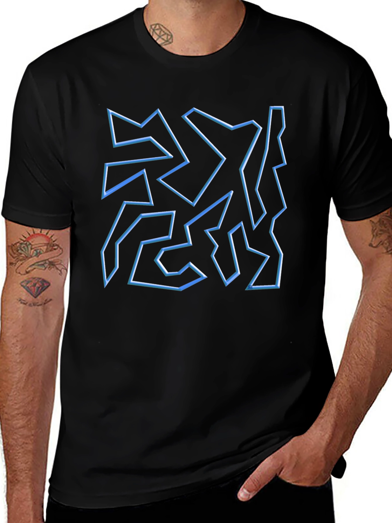 Abstract Geometric T-Shirt - Black