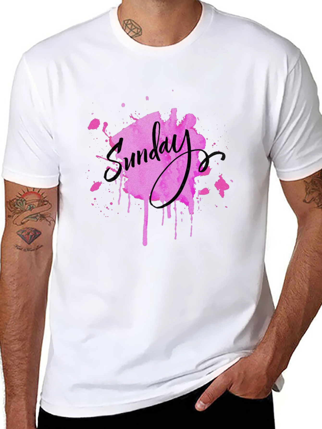 Sunday Pink Splatter Graphic Tee