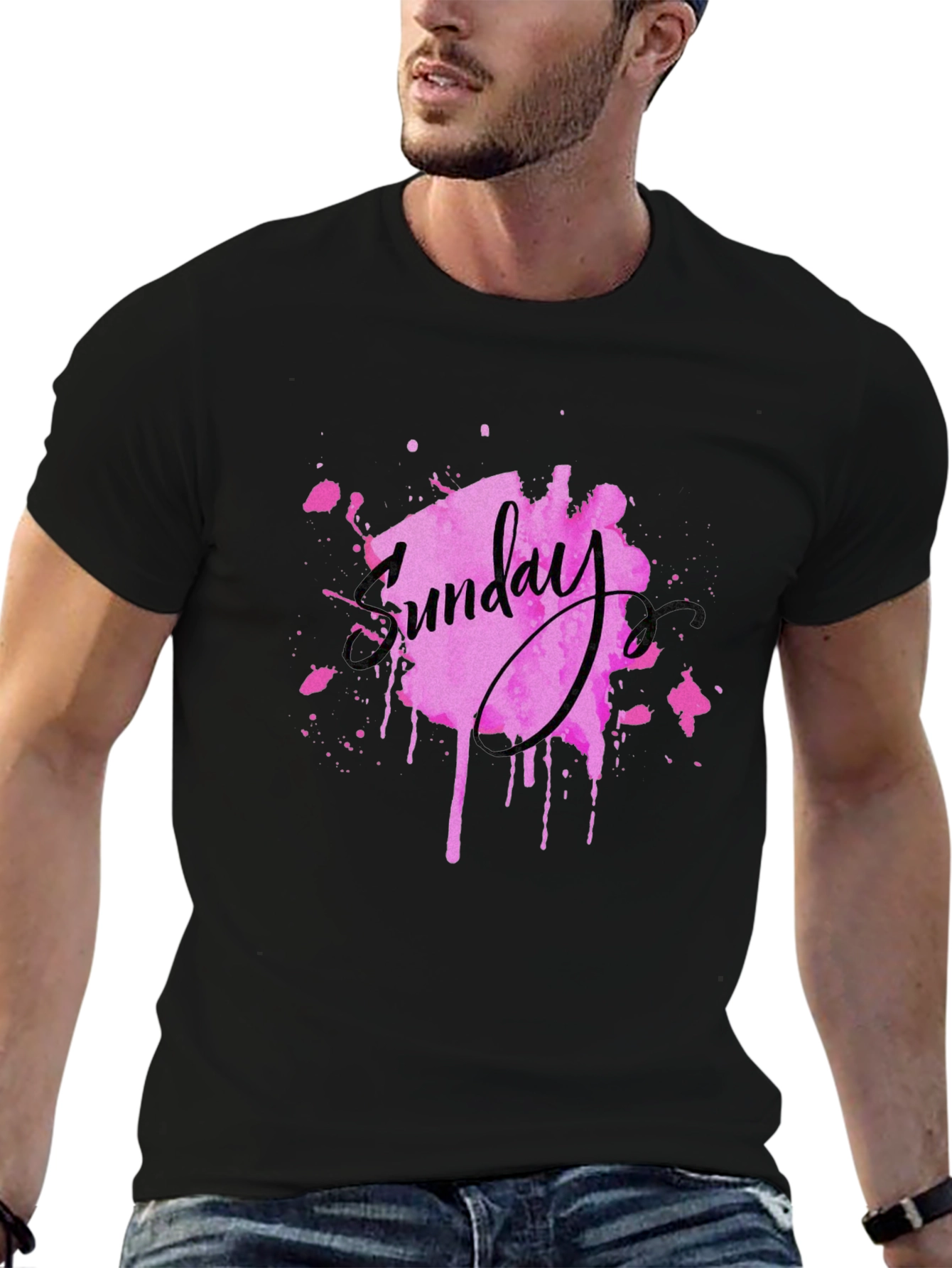 Sunday Pink Splatter Graphic Tee