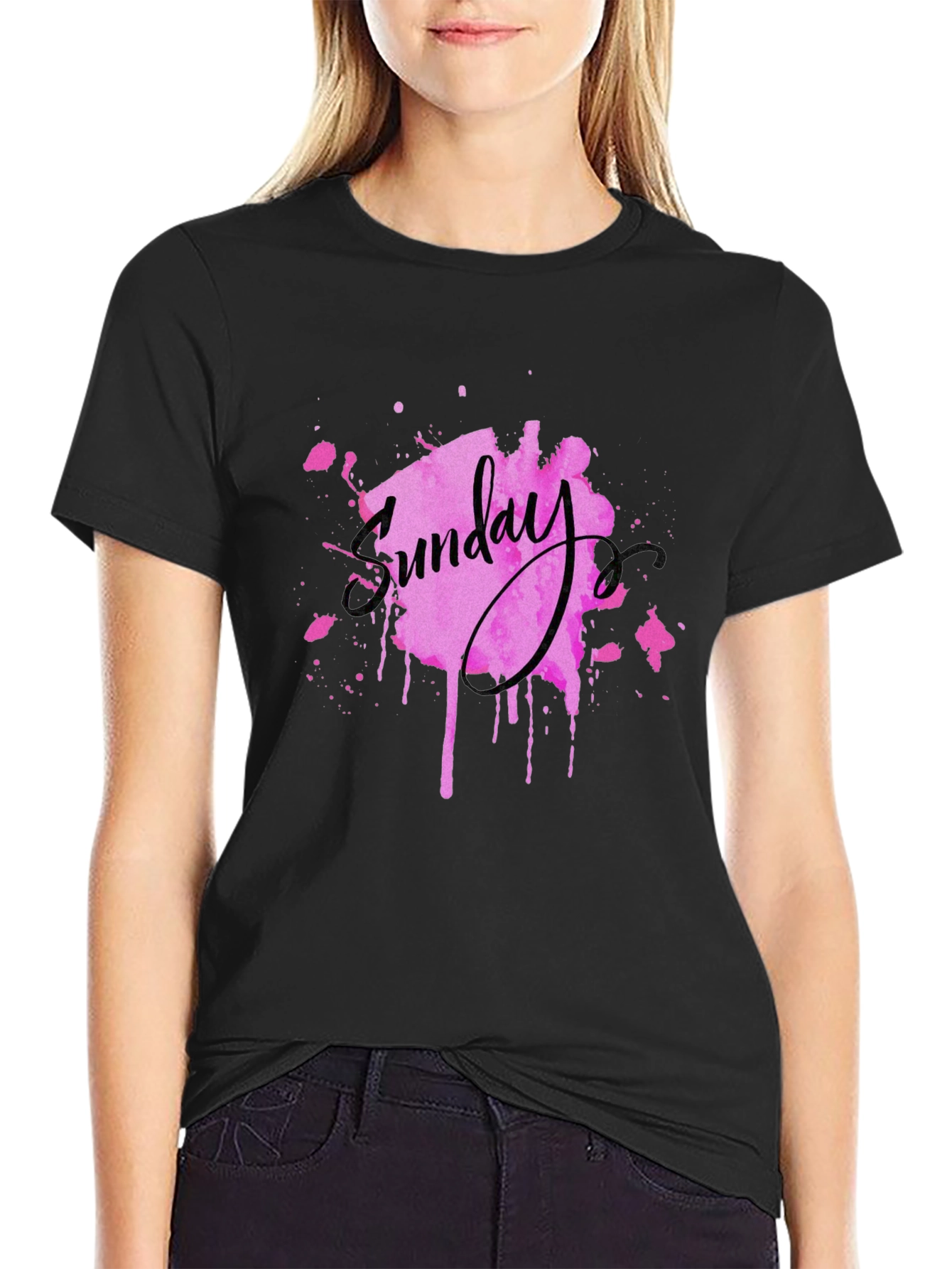 Sunday Pink Splatter Graphic Tee