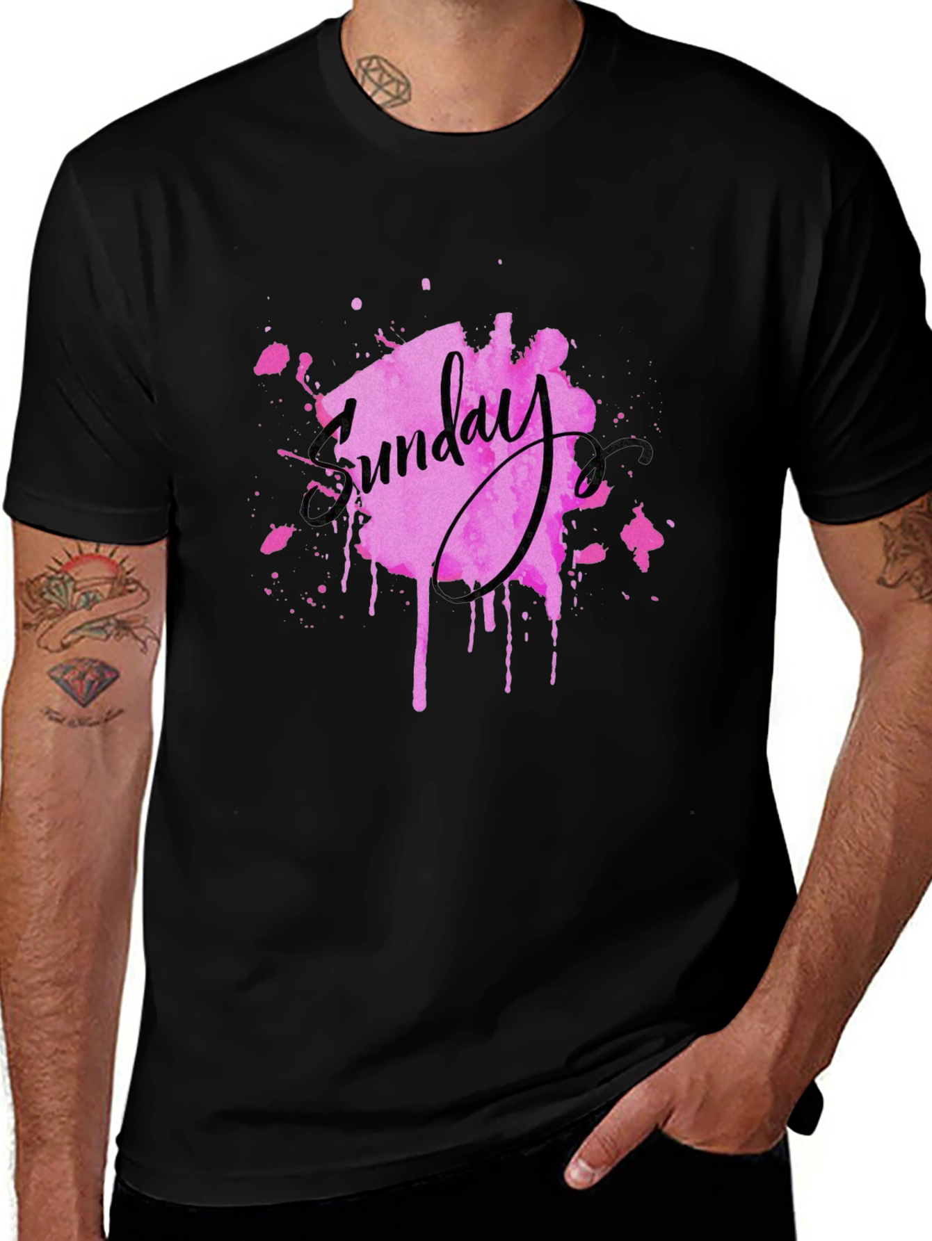 Sunday Pink Splatter Graphic Tee