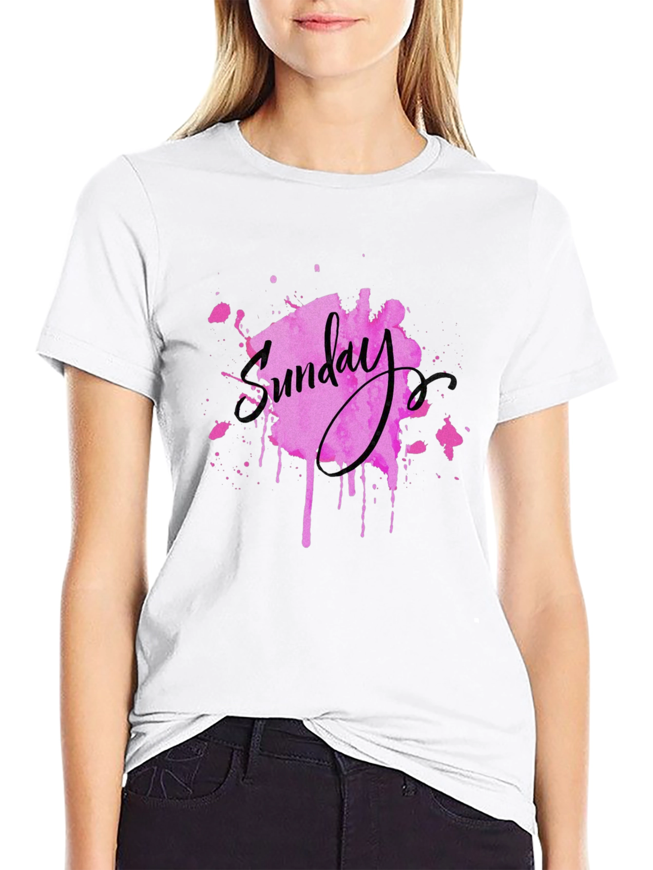 Sunday Pink Splatter Graphic Tee