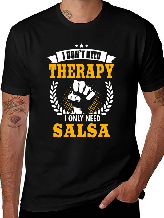 Salsa Therapy Graphic Tee - Black Cotton T-Shirt