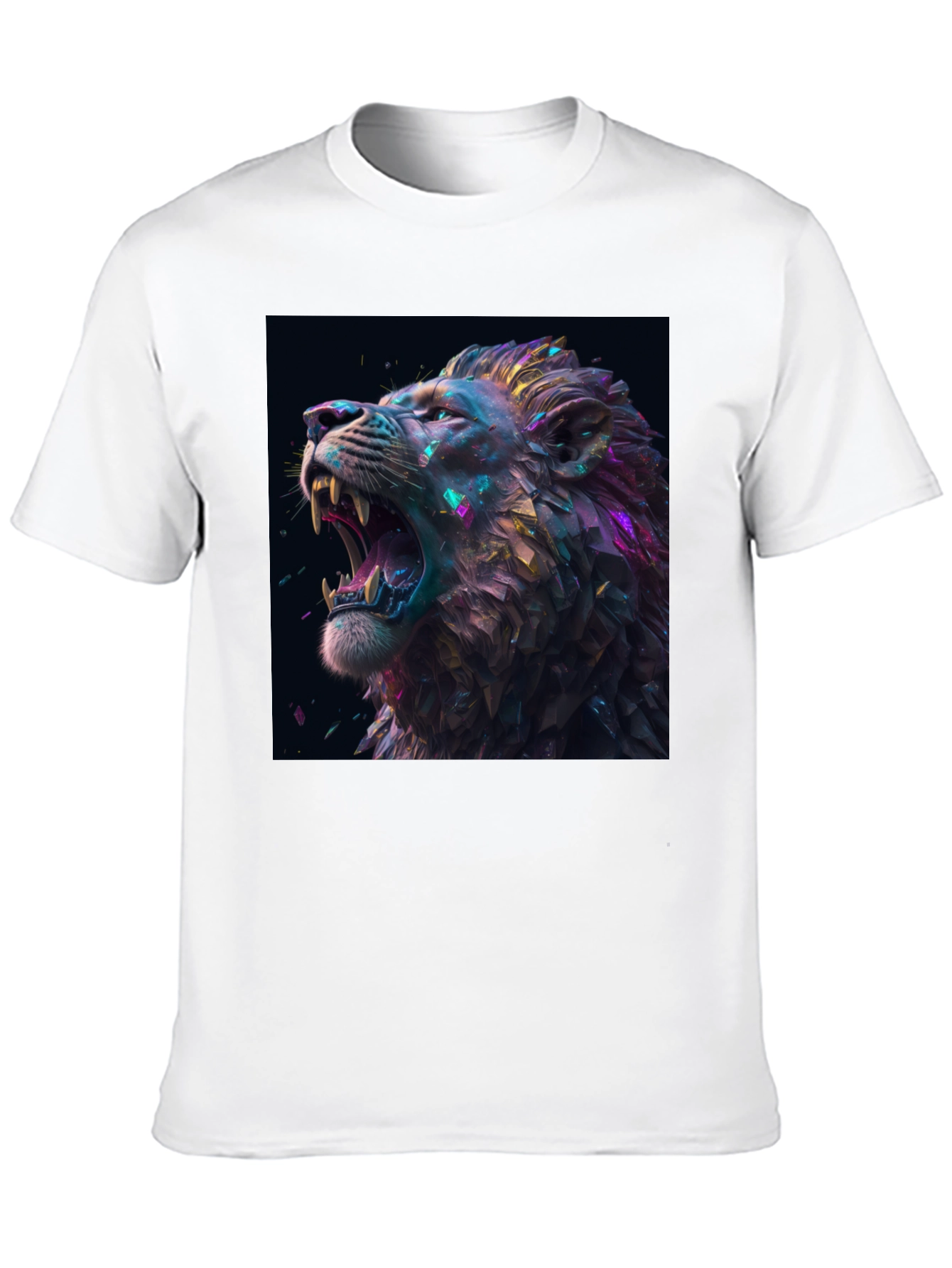 Lion T-Shirt Black Tee Roaring Design