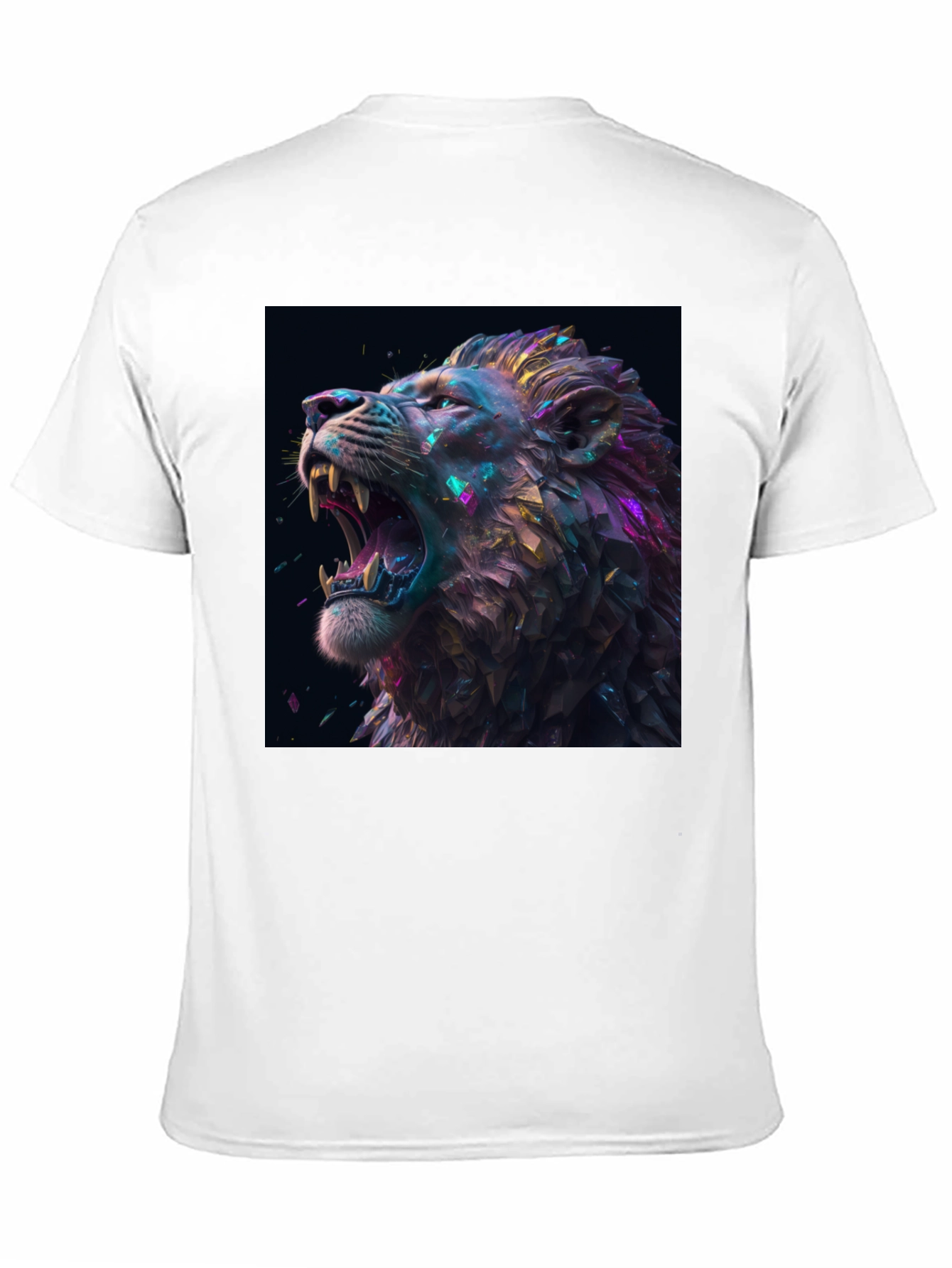 Lion T-Shirt Black Tee Roaring Design