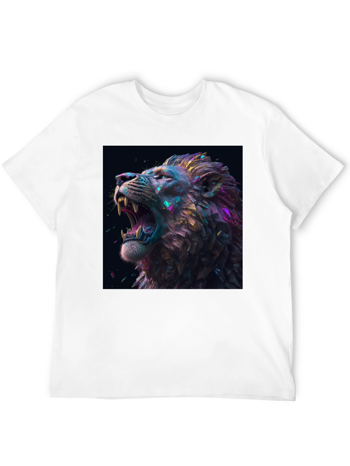 Lion T-Shirt Black Tee Roaring Design