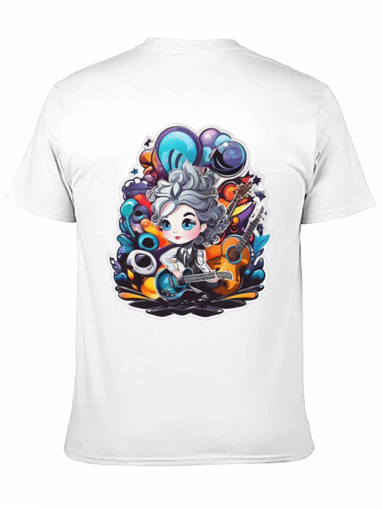 Cartoon Guitarist Black T-Shirt