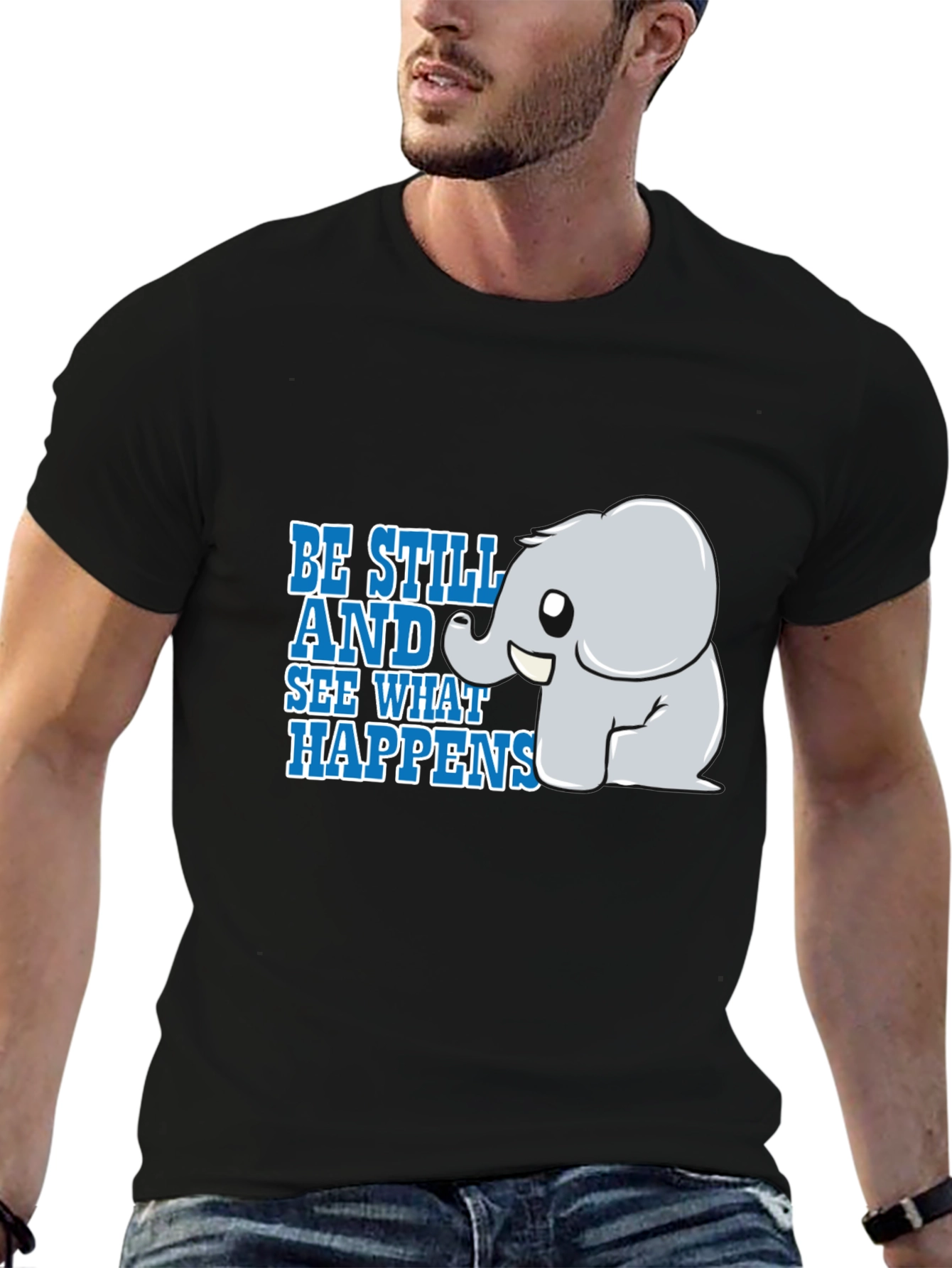 Be Still Elephant Black T-Shirt