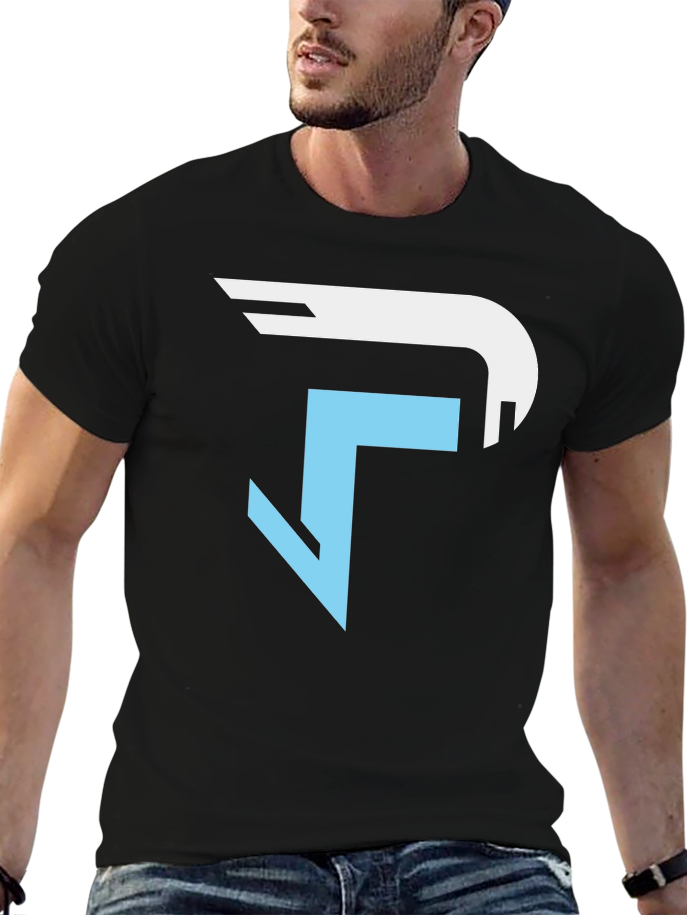 Stylish Black T-Shirt with Abstract Logo