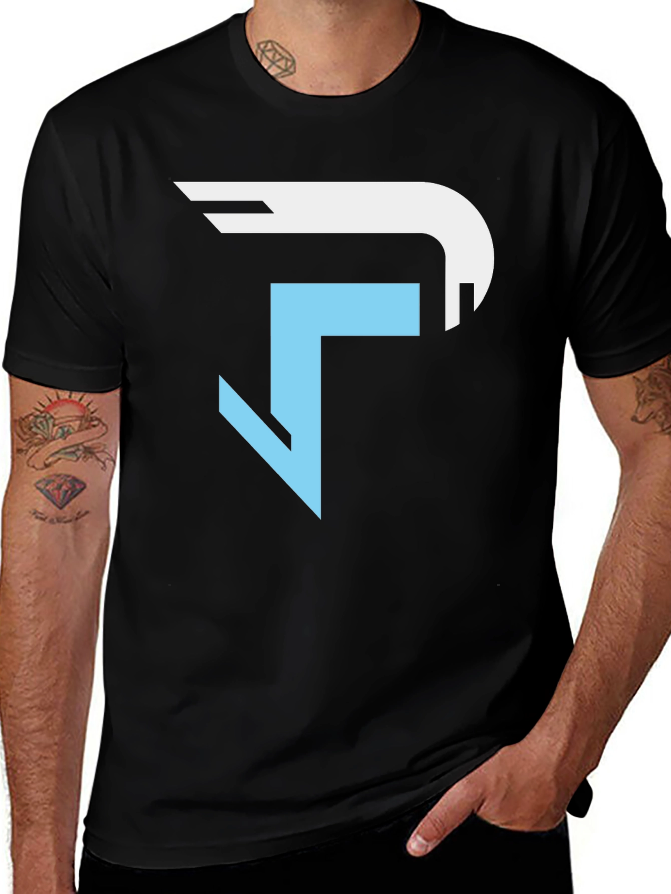 Stylish Black T-Shirt with Abstract Logo