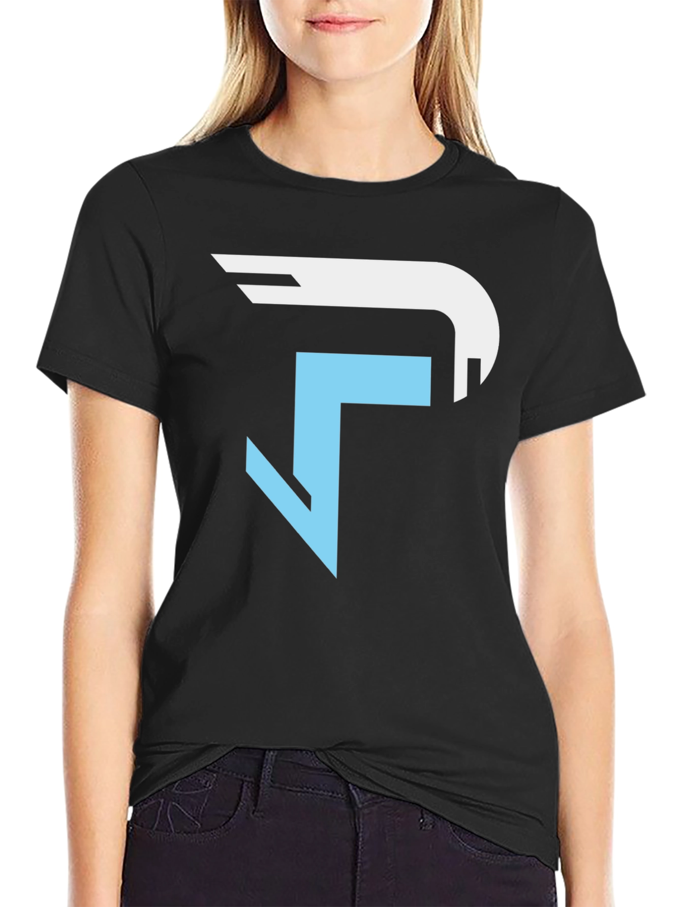 Stylish Black T-Shirt with Abstract Logo