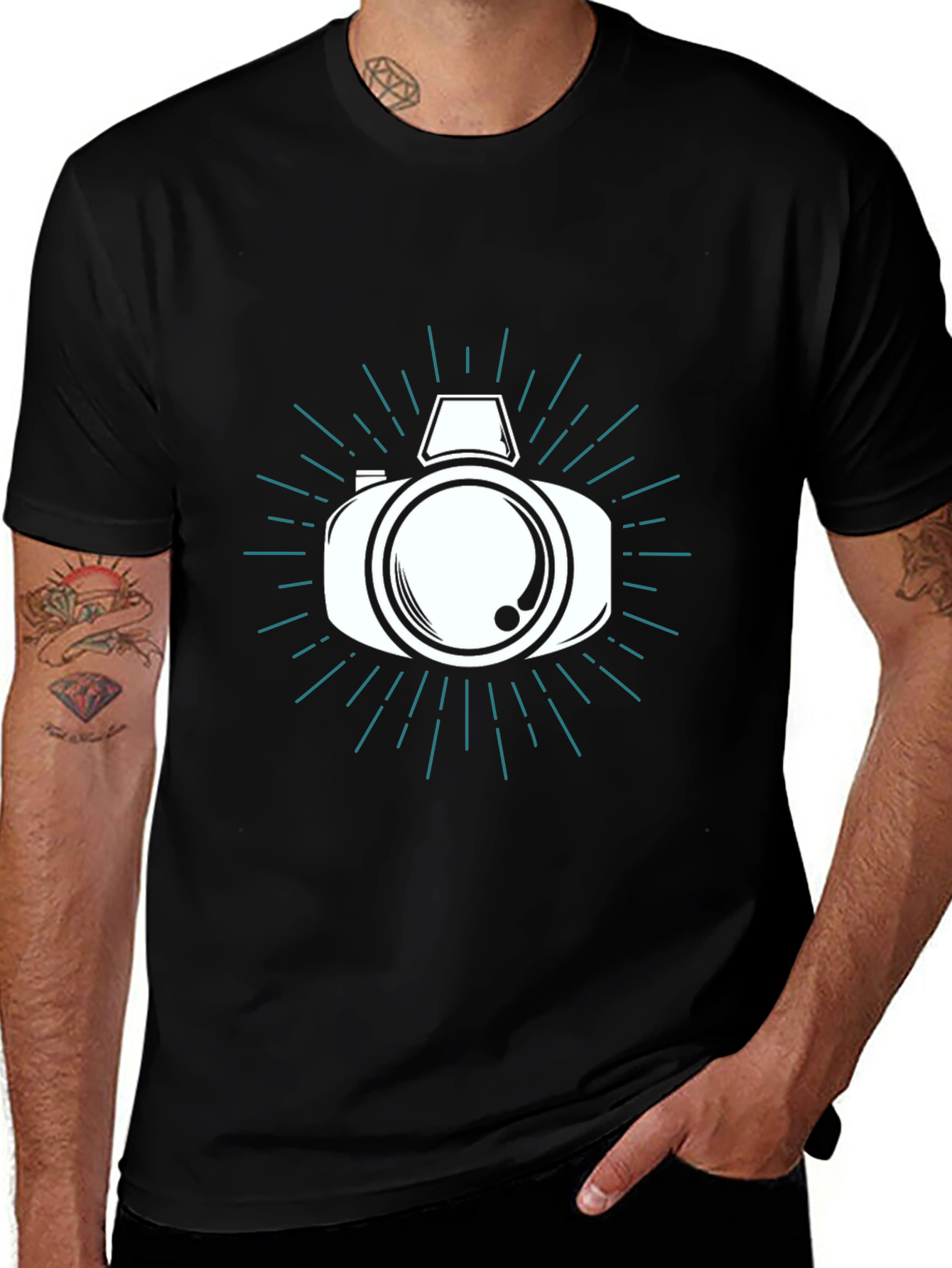 Camera Graphic Tee - Black Stylish Mens Shirt
