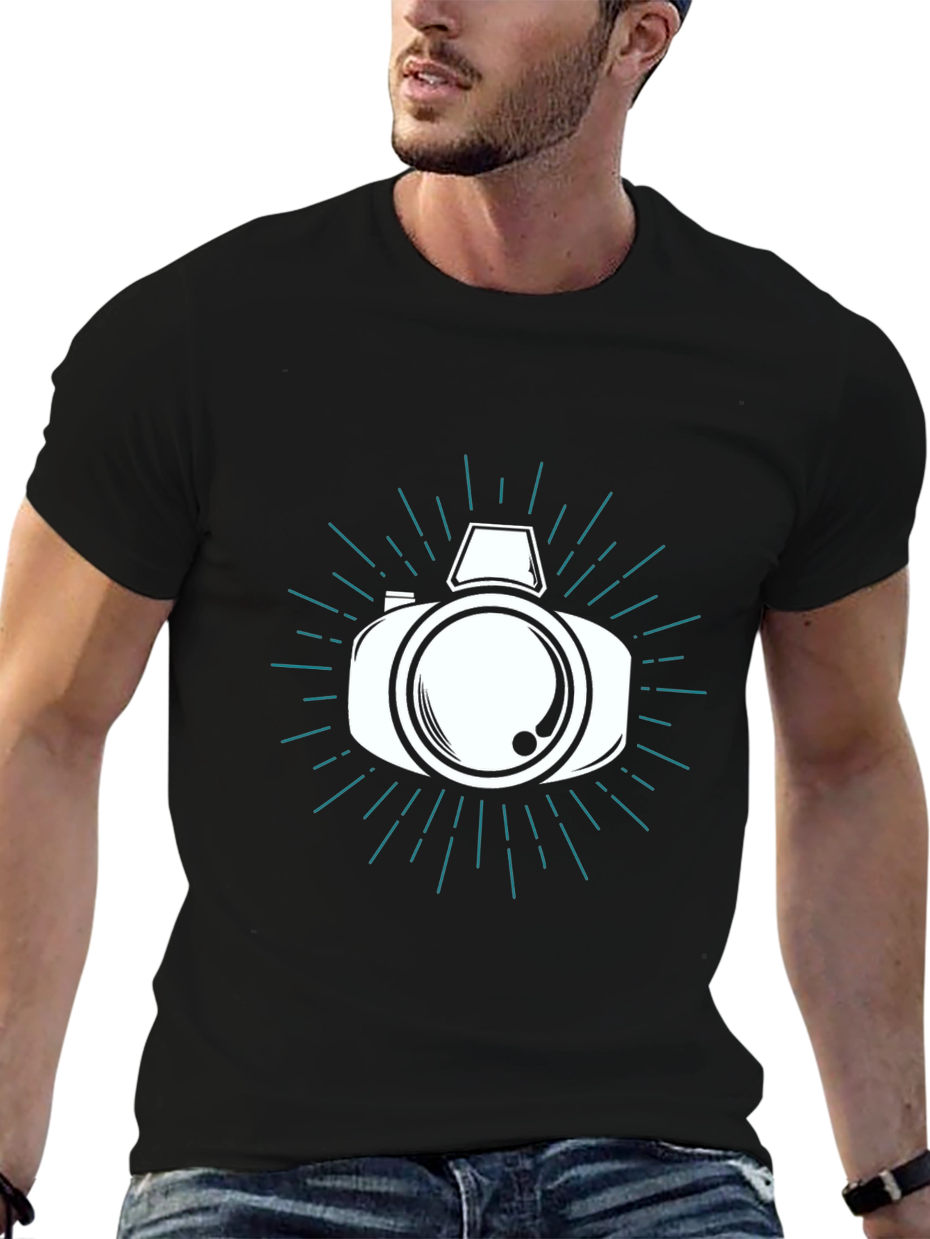 Camera Graphic Tee - Black Stylish Mens Shirt