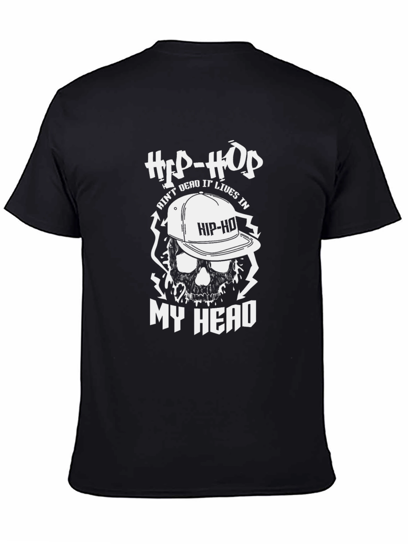 Hip-Hop Skull Graphic T-Shirt - Classic Black Tee