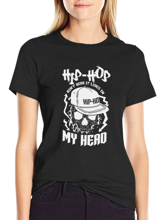 Hip-Hop Skull Graphic T-Shirt - Classic Black Tee