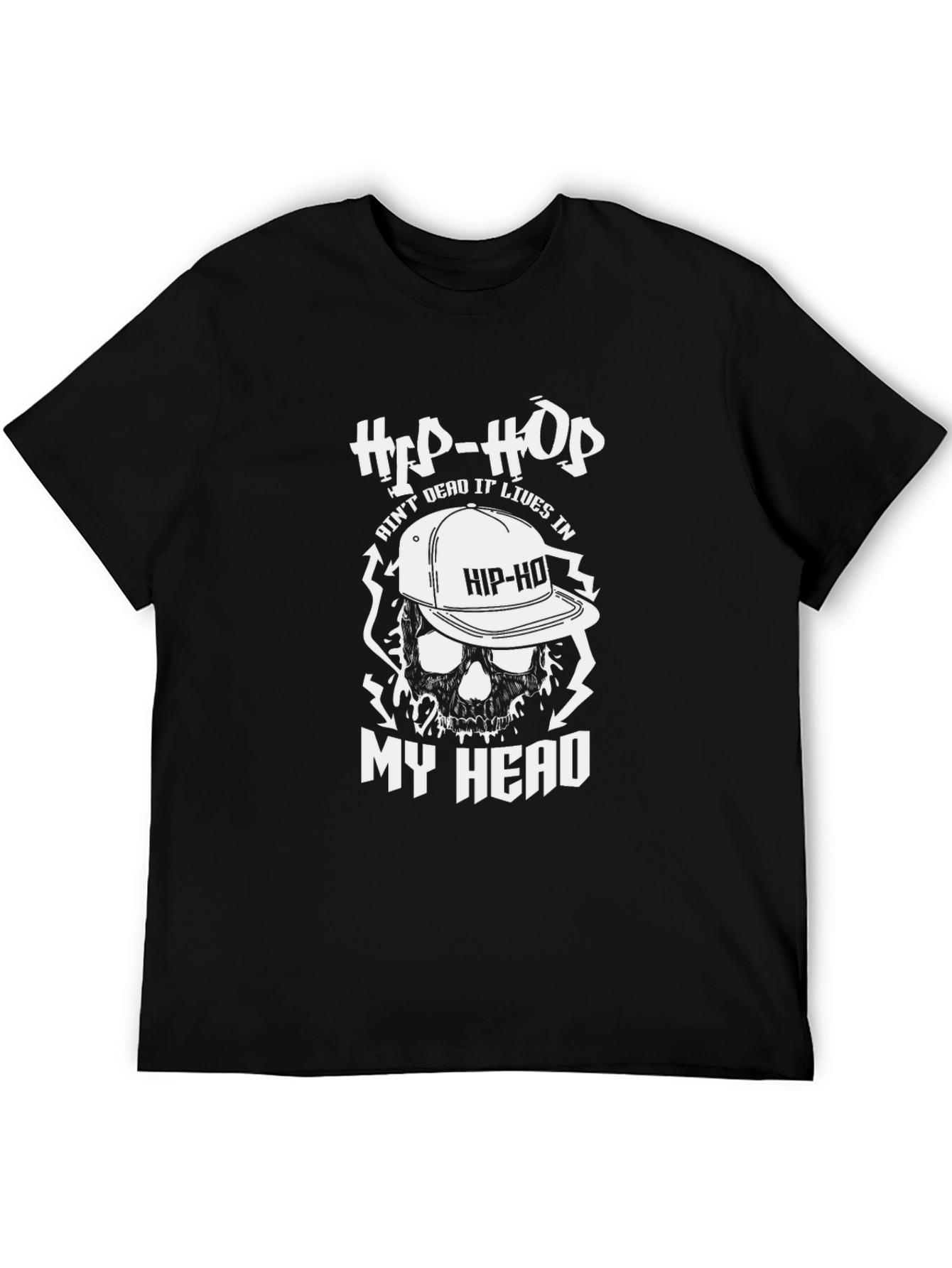 Hip-Hop Skull Graphic T-Shirt - Classic Black Tee