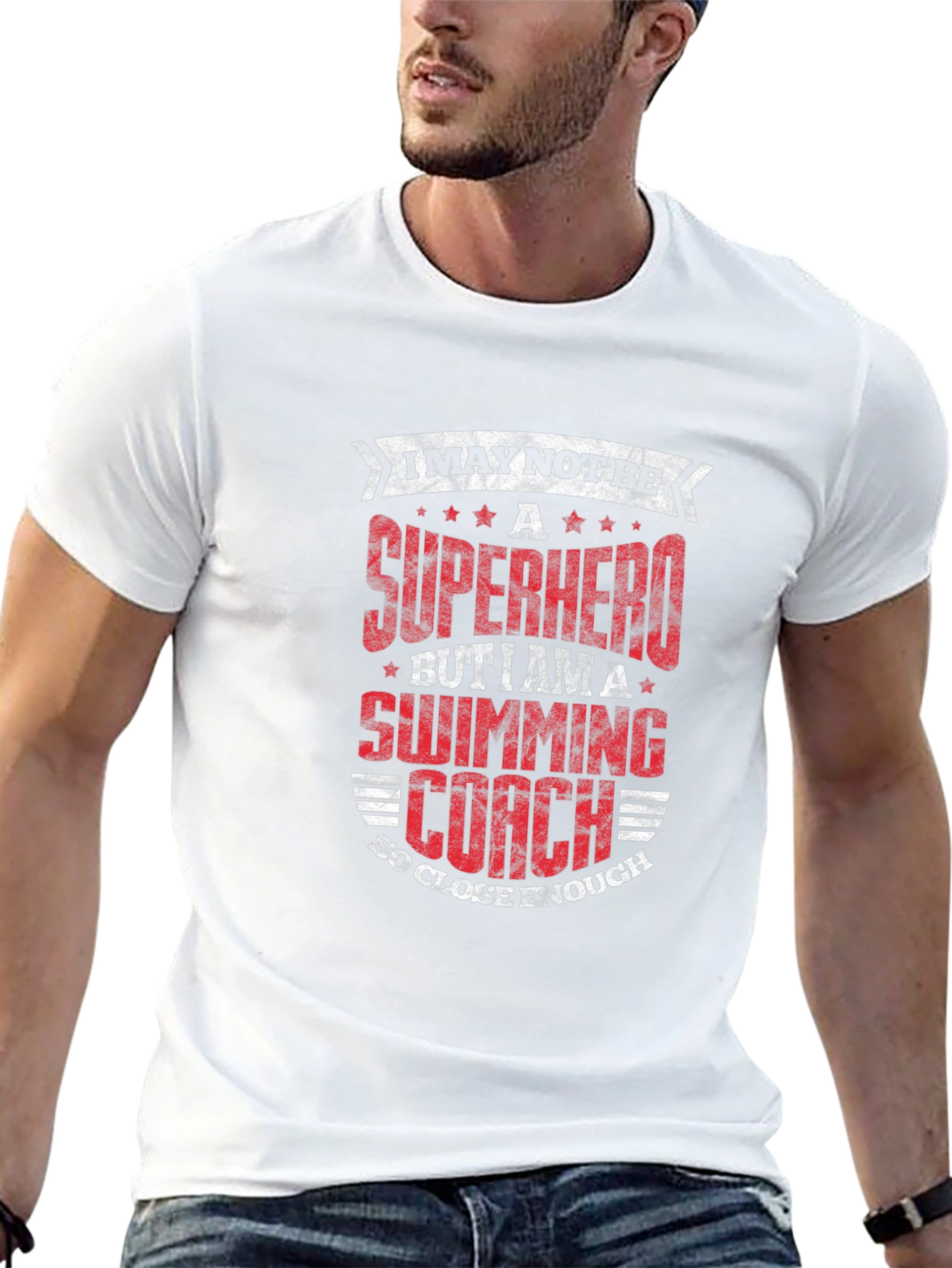 Superhero Swimming Coach Black T-Shirt
