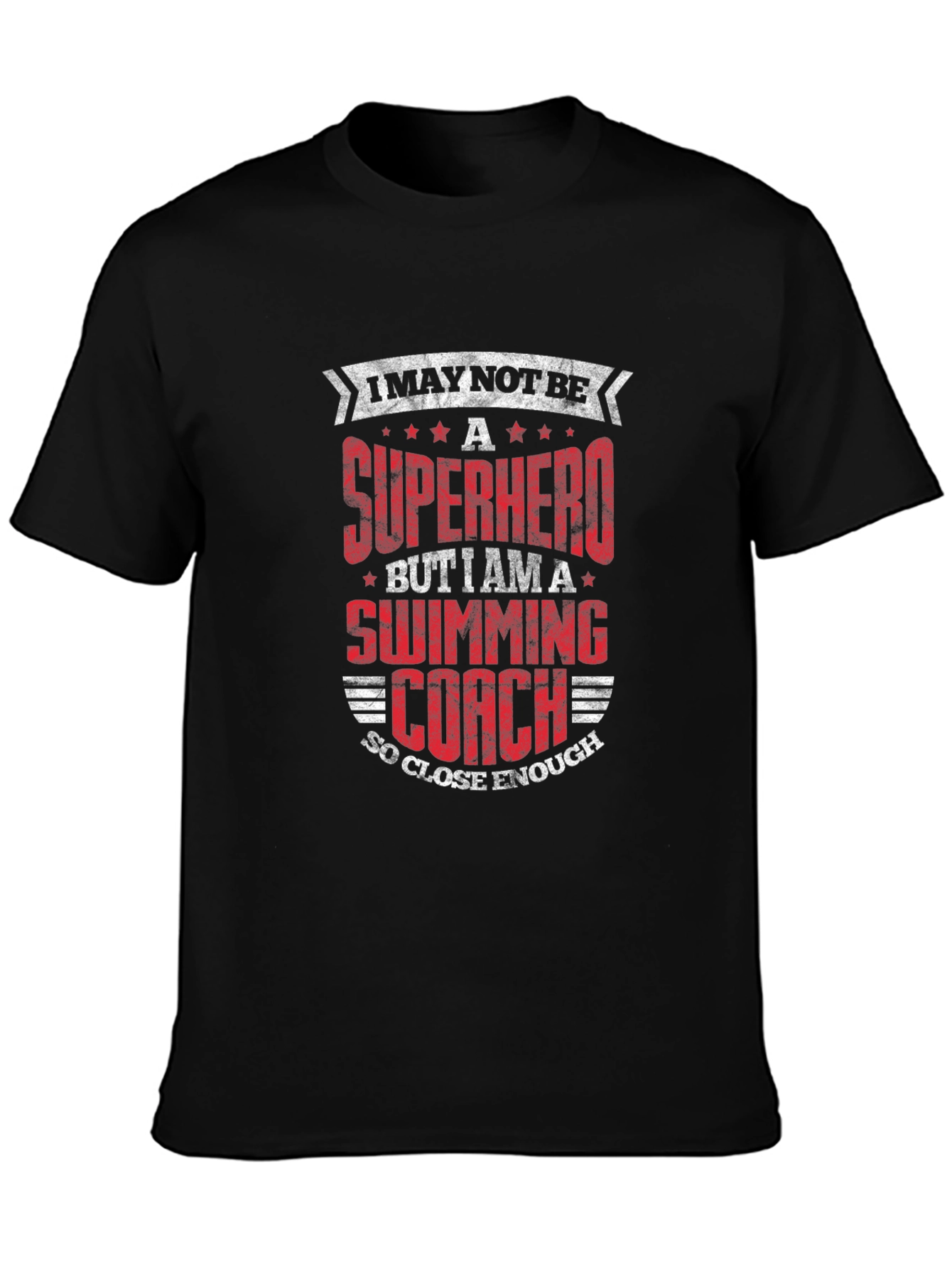 Superhero Swimming Coach Black T-Shirt