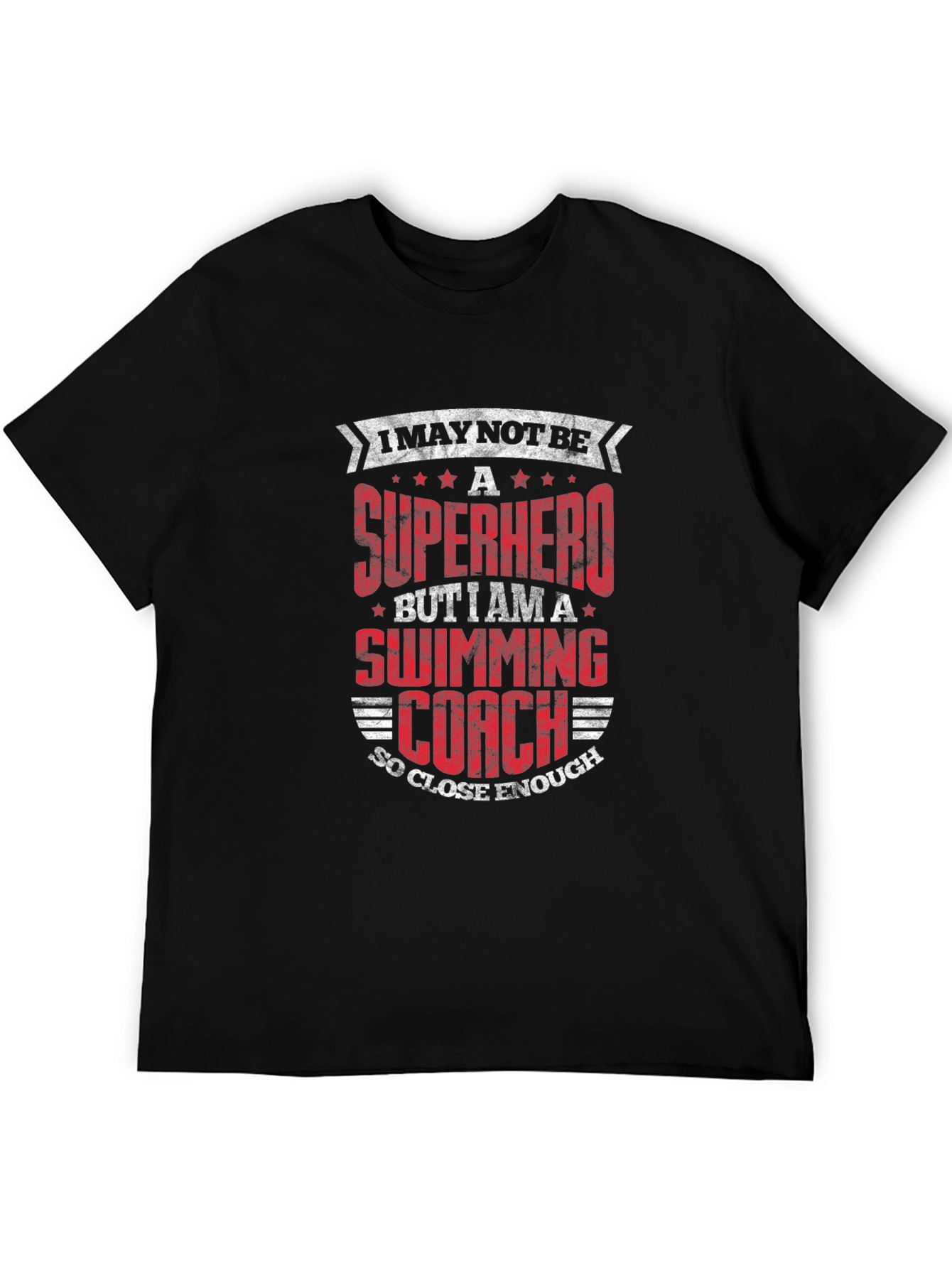 Superhero Swimming Coach Black T-Shirt