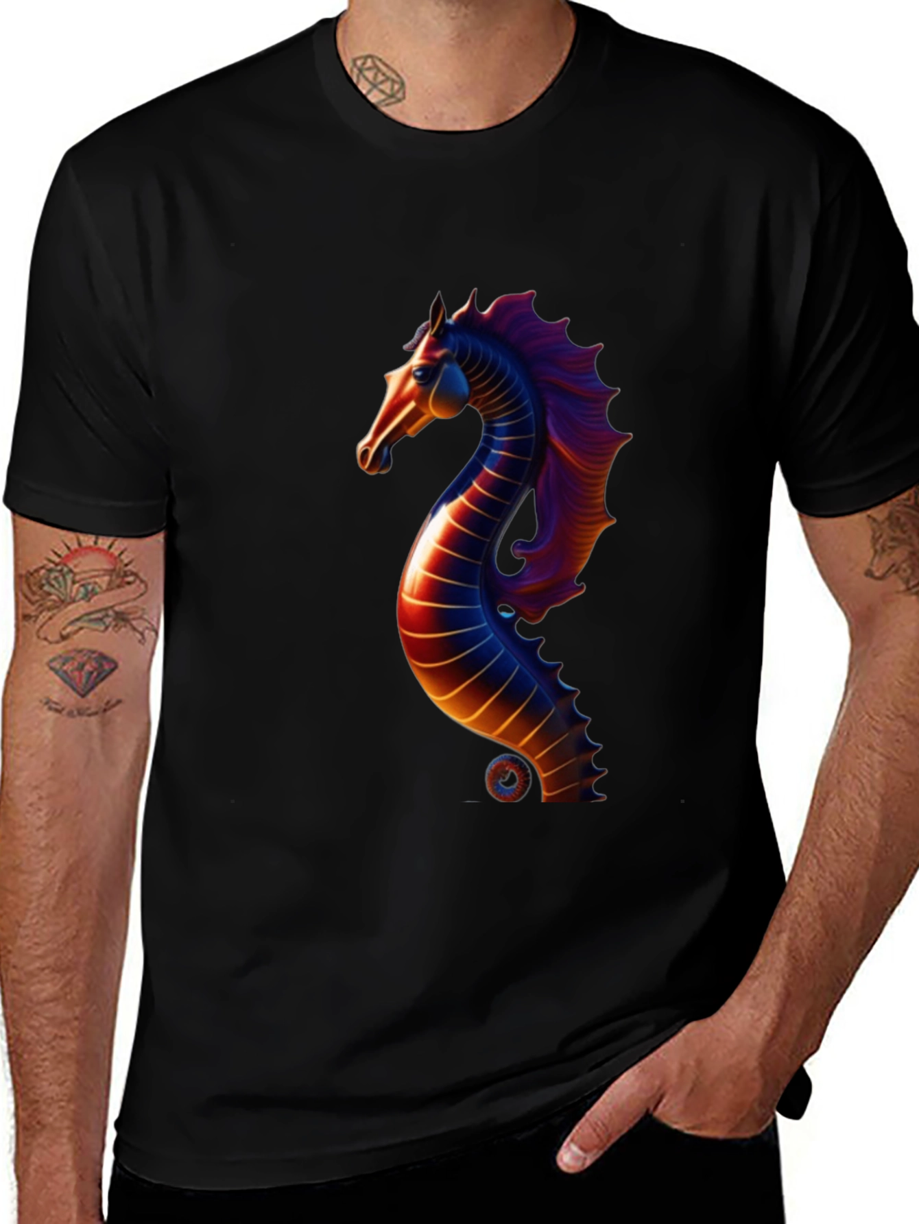 Seahorse Graphic Tee - Mens Black T-Shirt