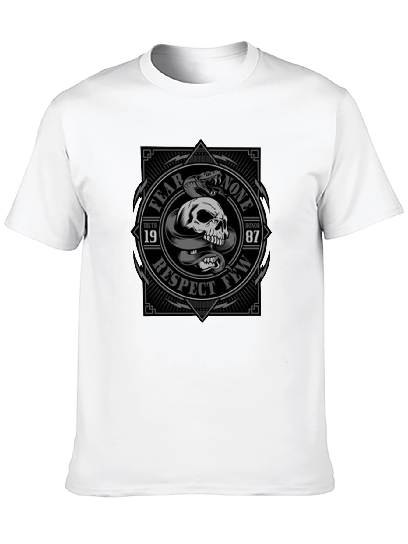 Fear None Respect Few Skull Snake Graphic Tee