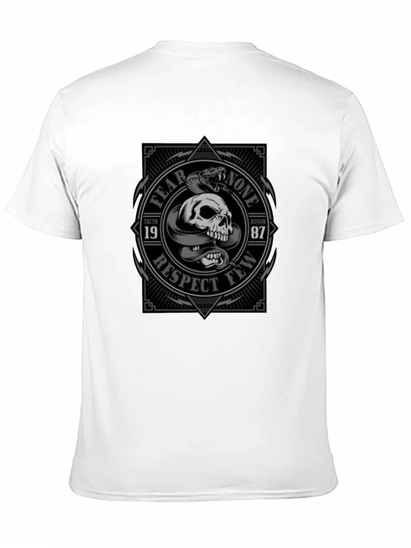 Fear None Respect Few Skull Snake Graphic Tee