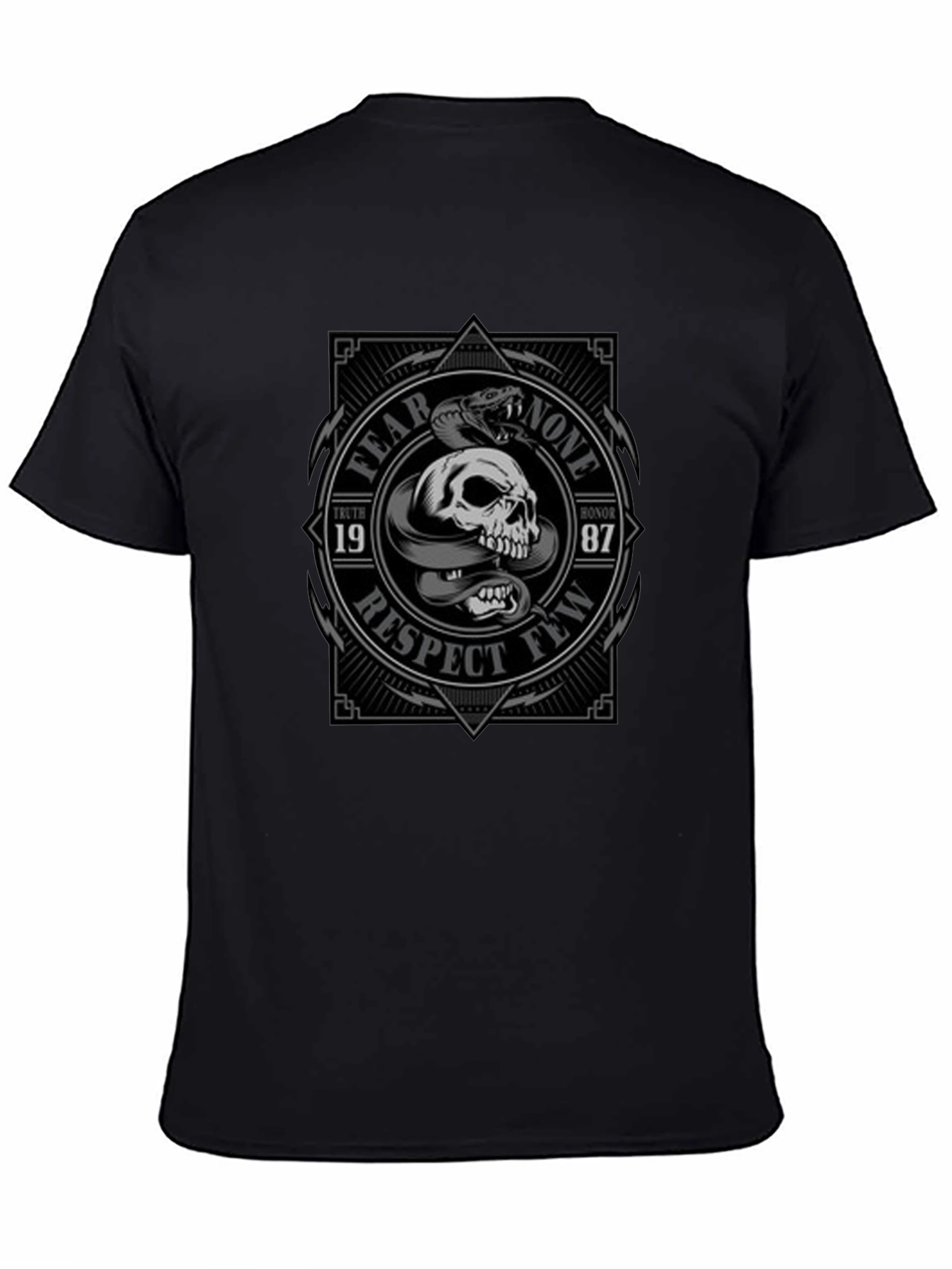 Fear None Respect Few Skull Snake Graphic Tee