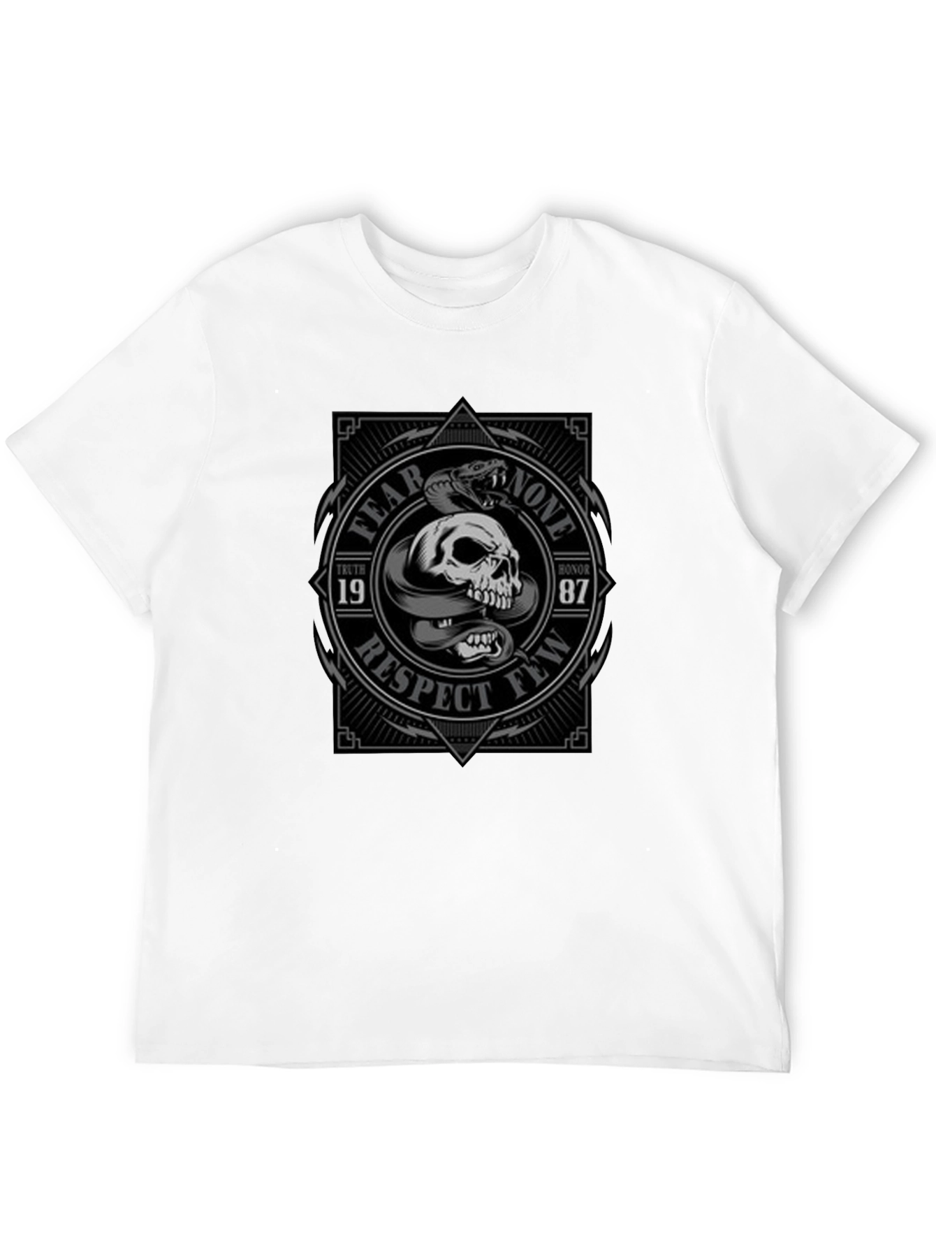 Fear None Respect Few Skull Snake Graphic Tee