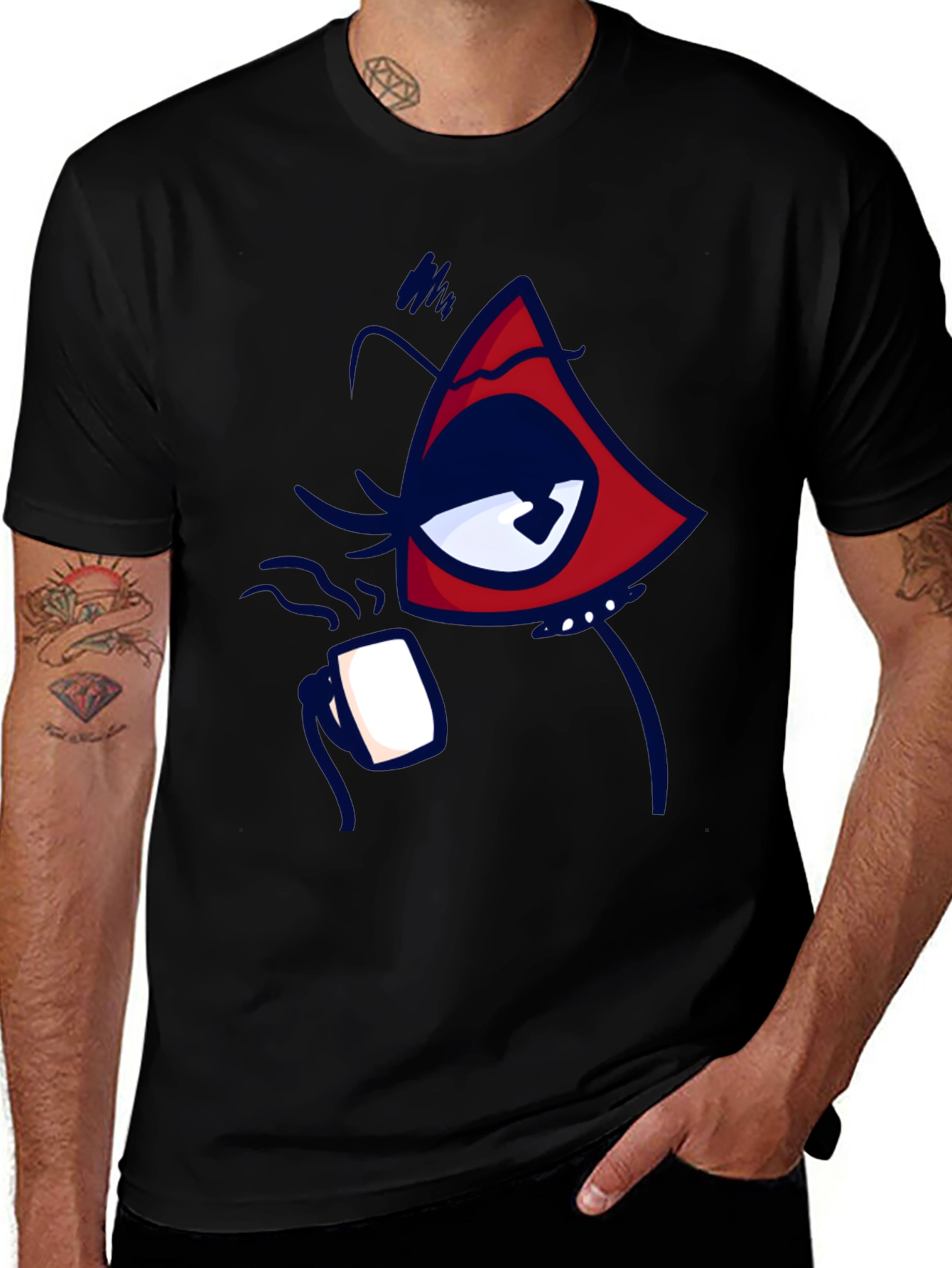Eye Catching Graphic Tee - Black Cotton Blend