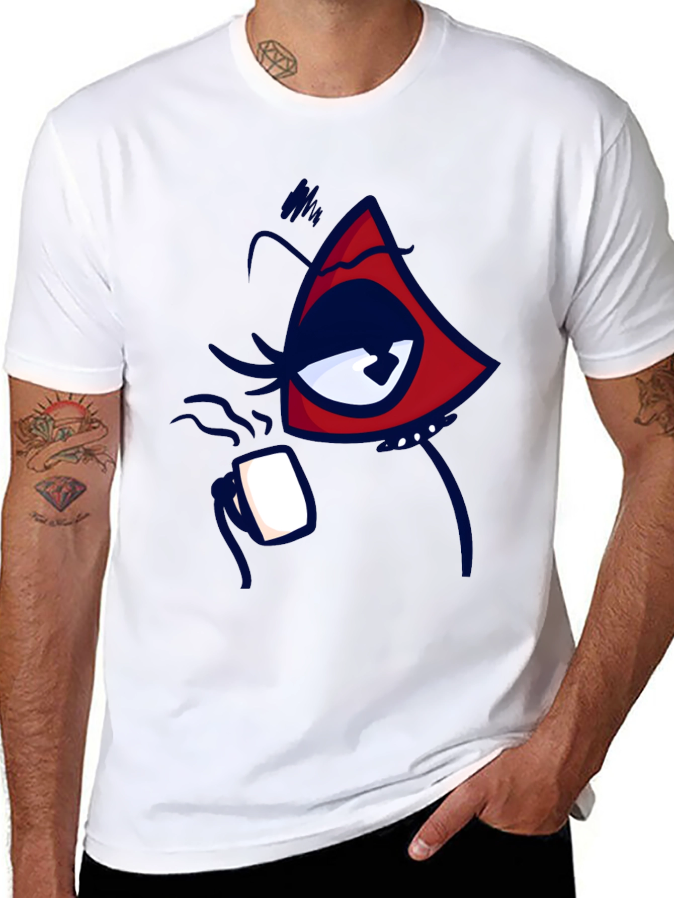 Eye Catching Graphic Tee - Black Cotton Blend