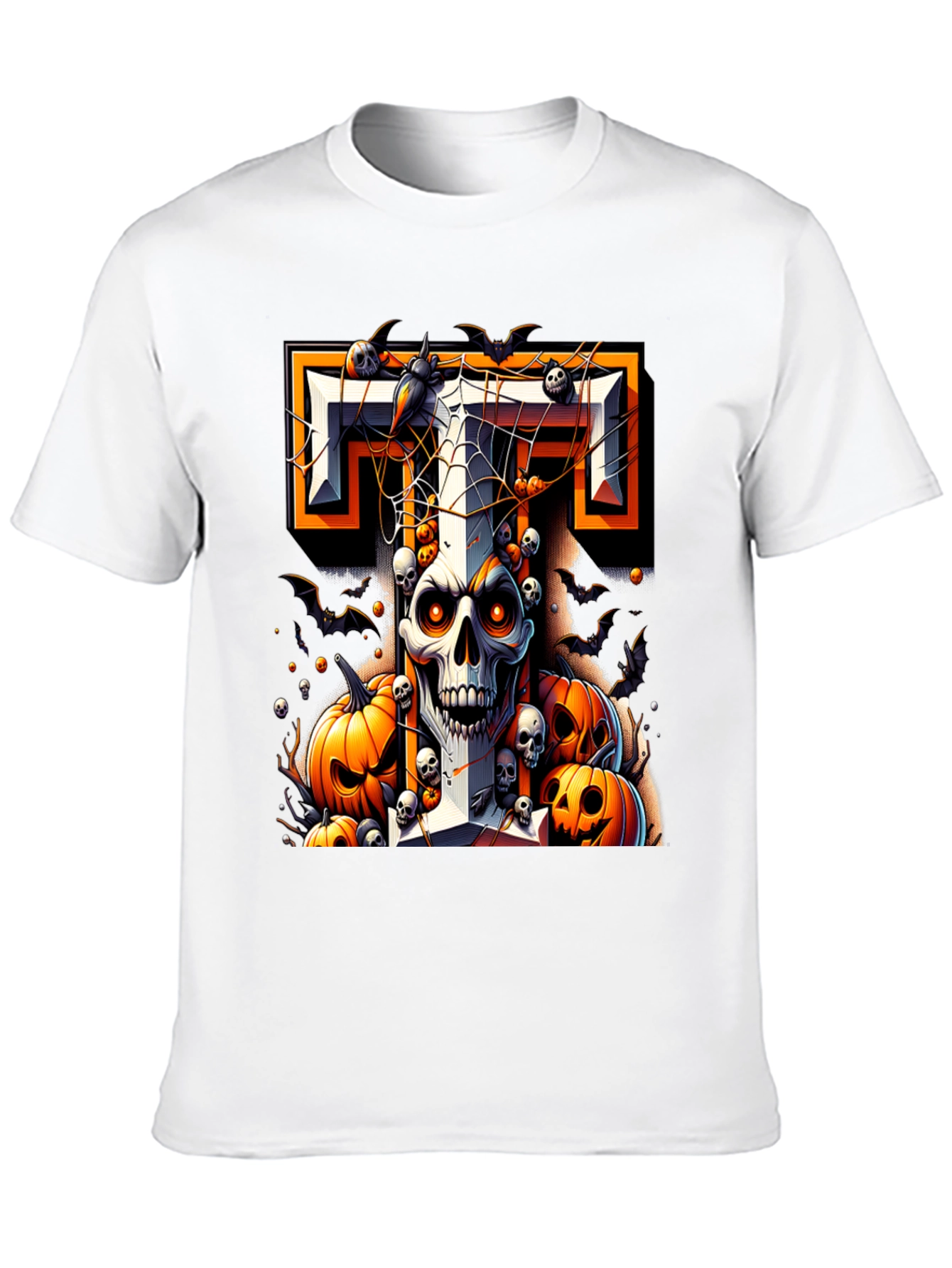 Halloween Skull & Pumpkins Graphic Tee