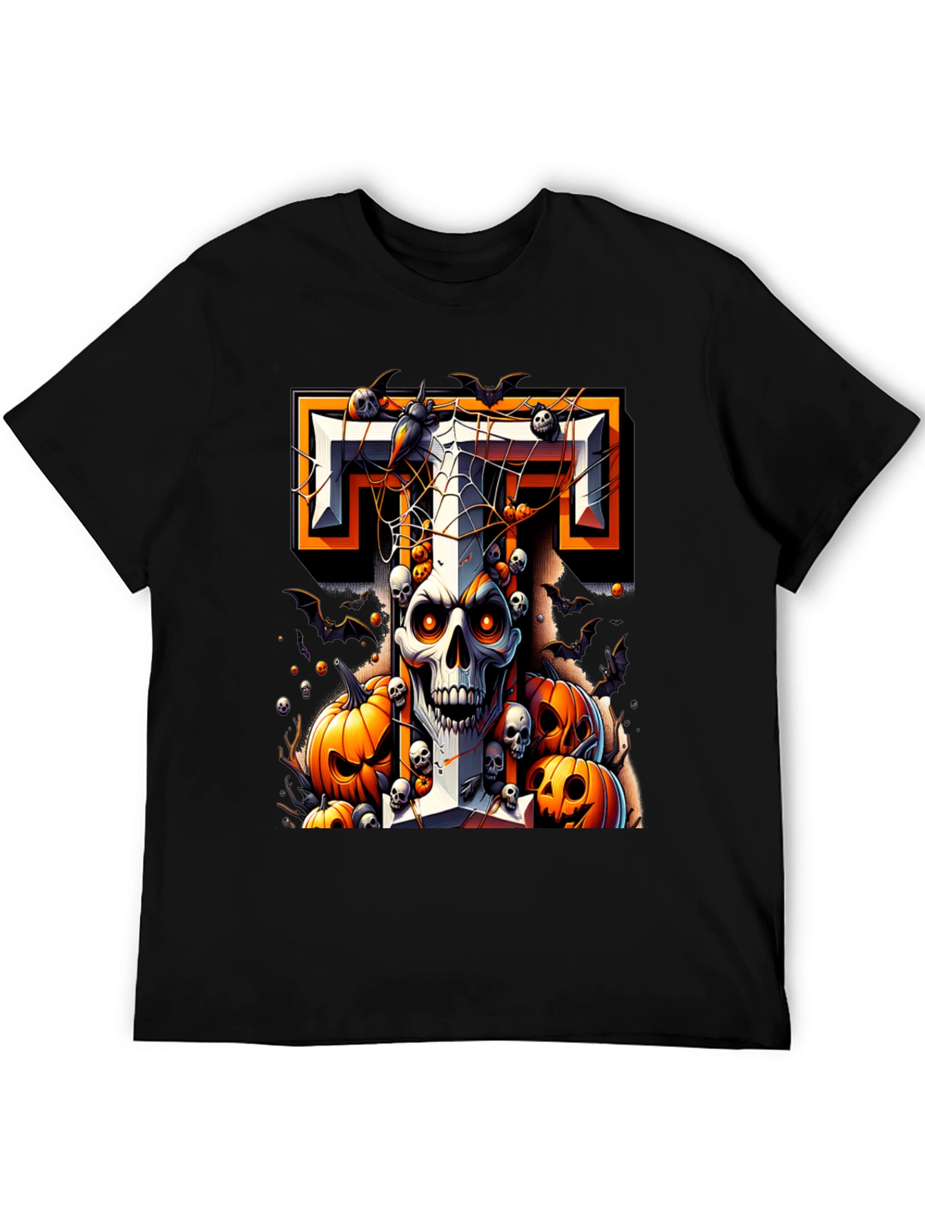 Halloween Skull & Pumpkins Graphic Tee