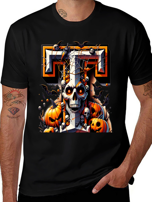 Halloween Skull & Pumpkins Graphic Tee