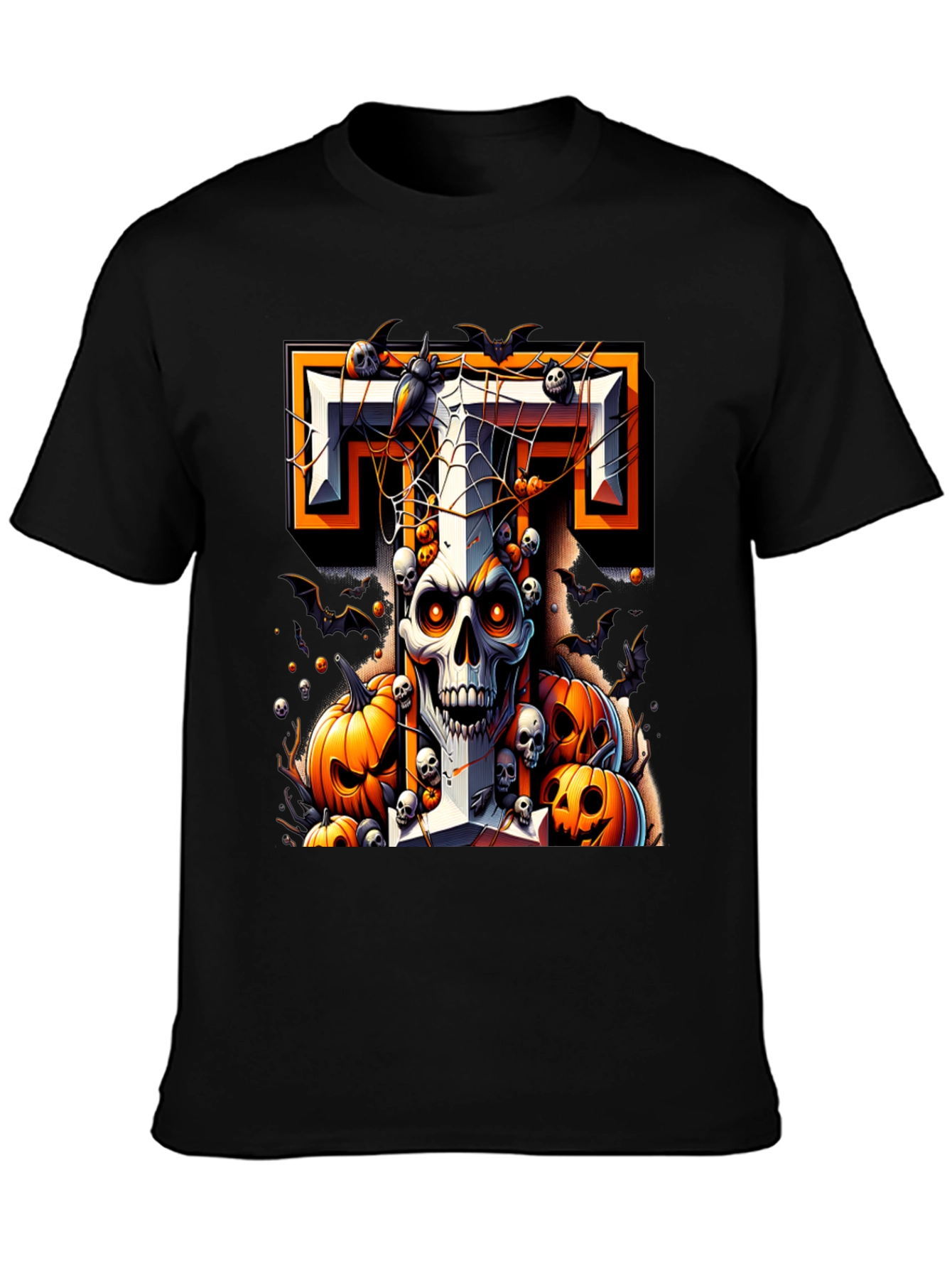 Halloween Skull & Pumpkins Graphic Tee