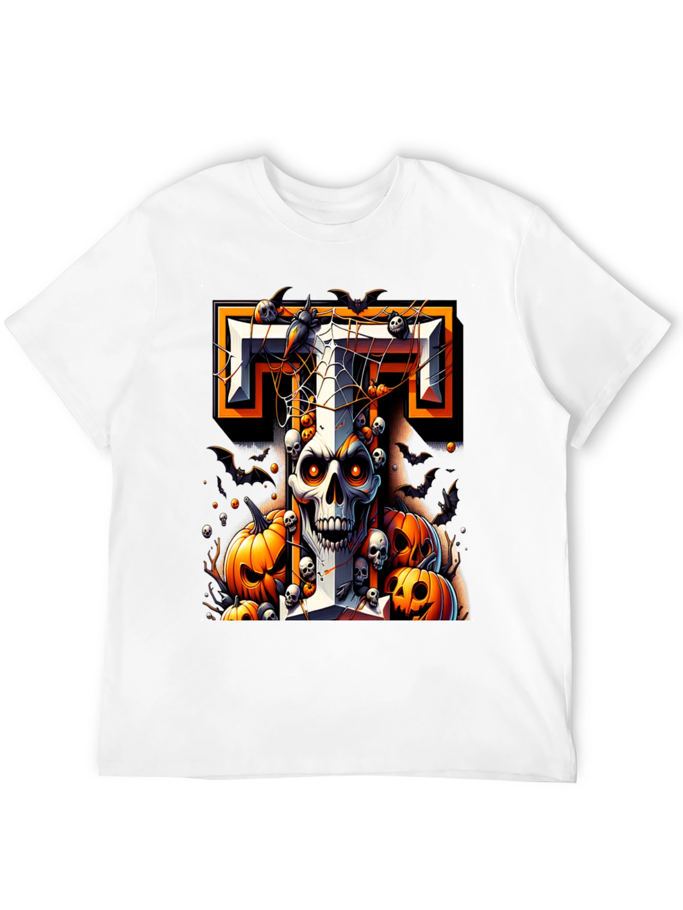 Halloween Skull & Pumpkins Graphic Tee