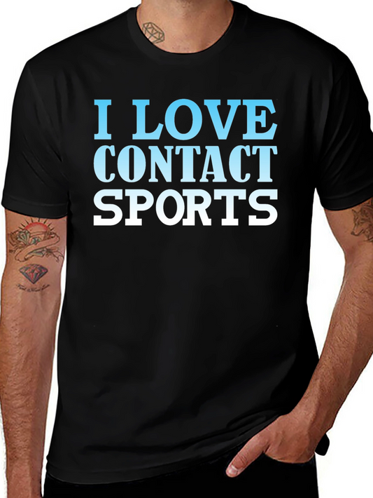 I Love Contact Sports Graphic Tee - Black Cotton T-Shirt