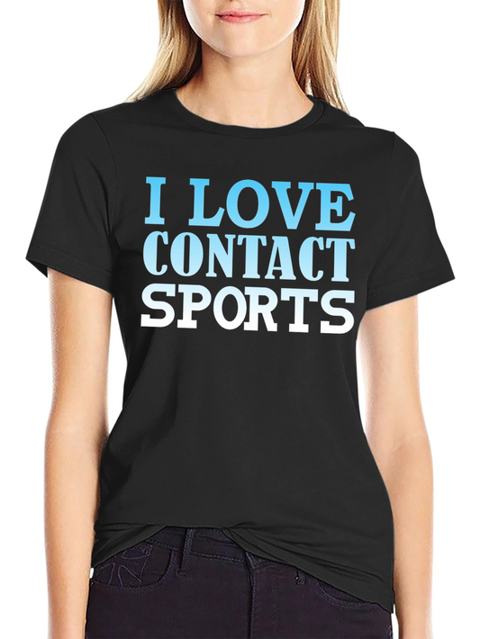 I Love Contact Sports Graphic Tee - Black Cotton T-Shirt