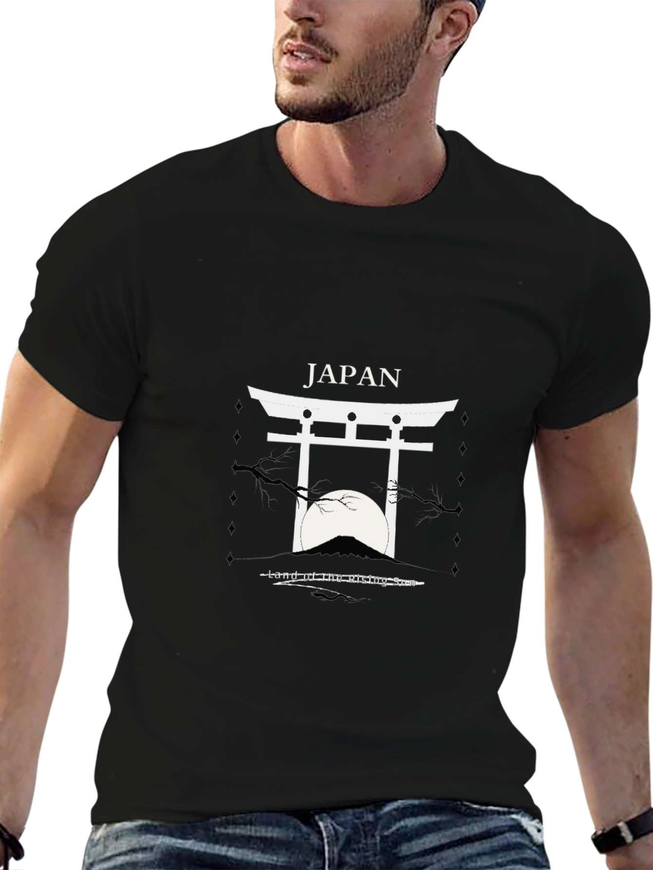 Japan Torii Gate T-Shirt Black Cotton Graphic Tee