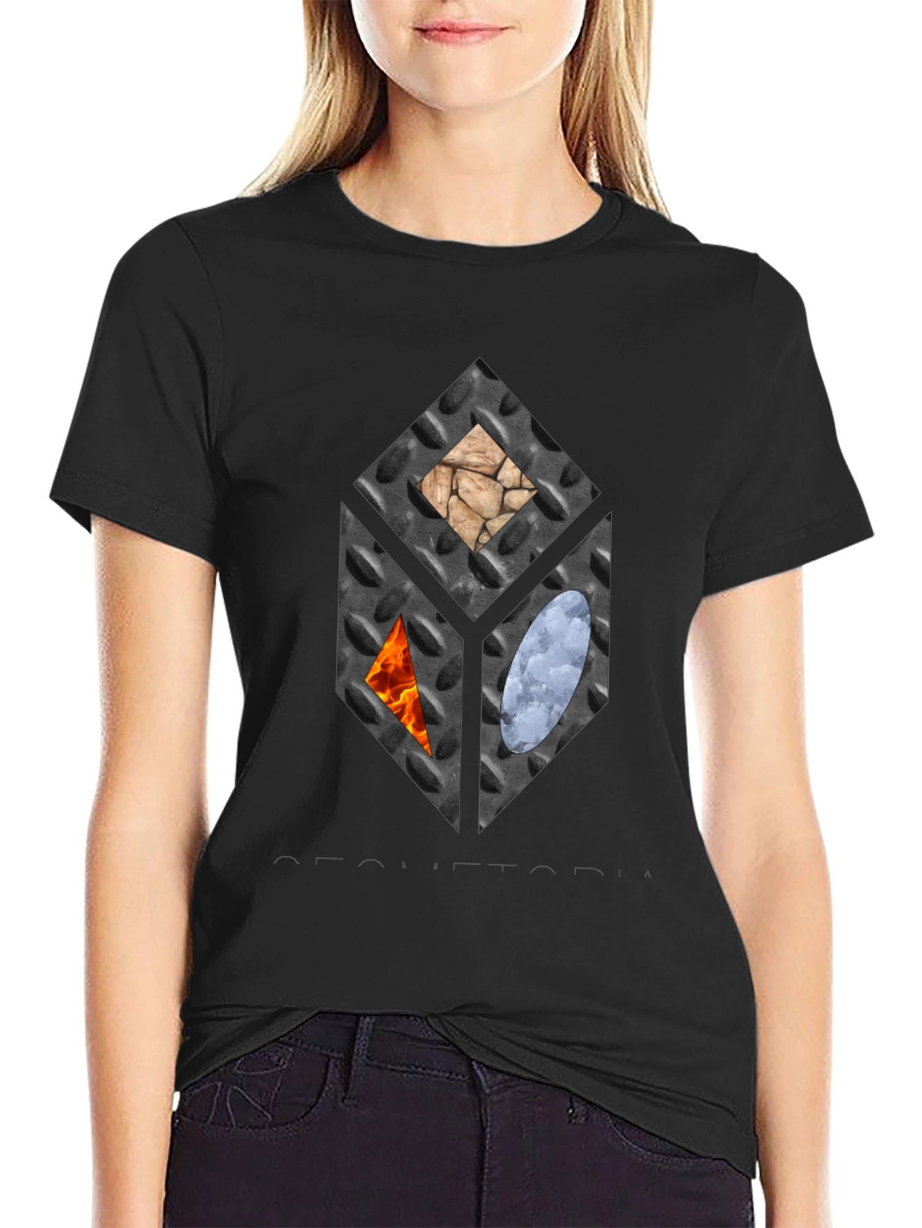 Elemental Cube Graphic Tee - Black Casual T-Shirt