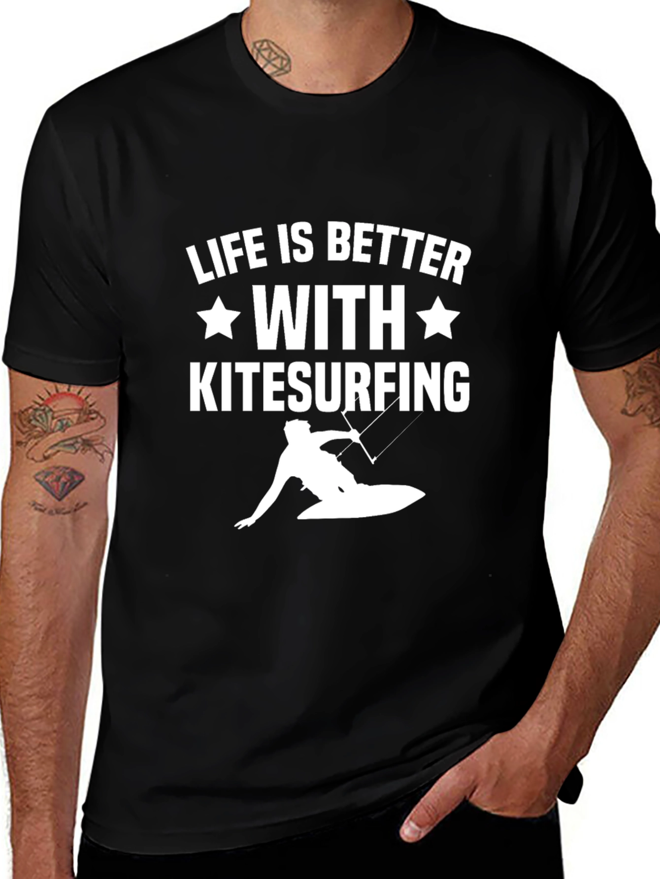 Life is Better with Kitesurfing Black T-Shirt