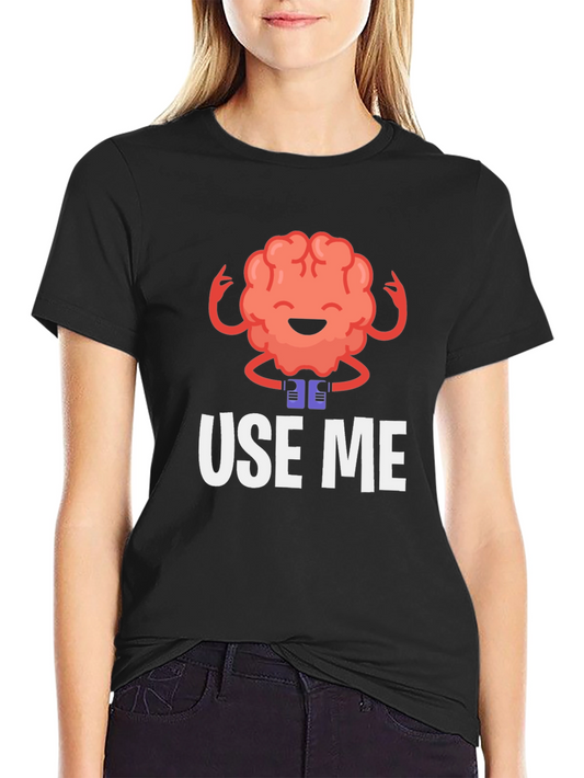 Brain Use Me Funny Graphic Tee - Black Cotton T-Shirt