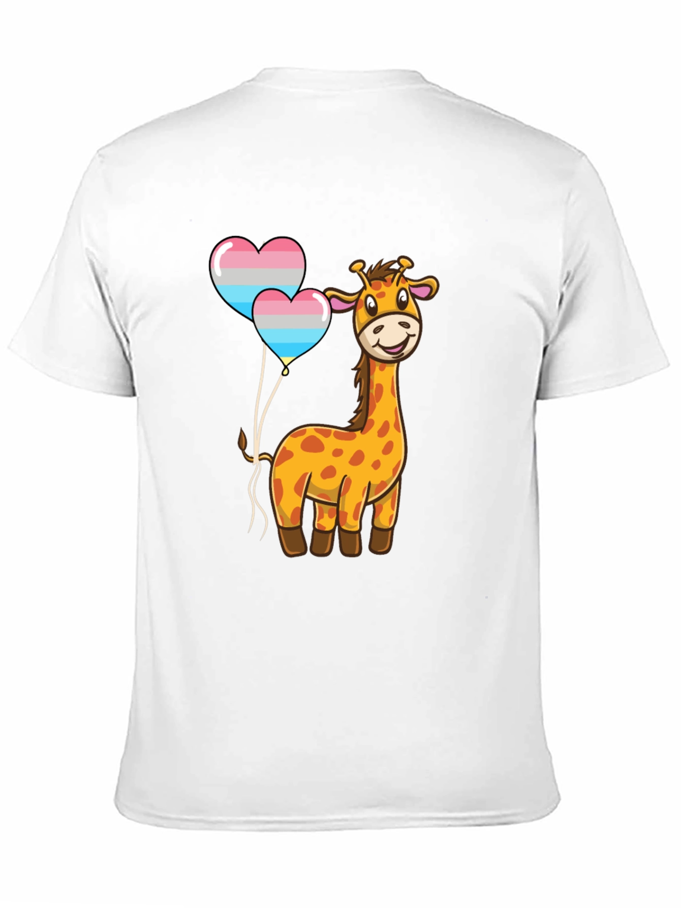 Giraffe & Trans Pride Heart Balloons Black T-Shirt