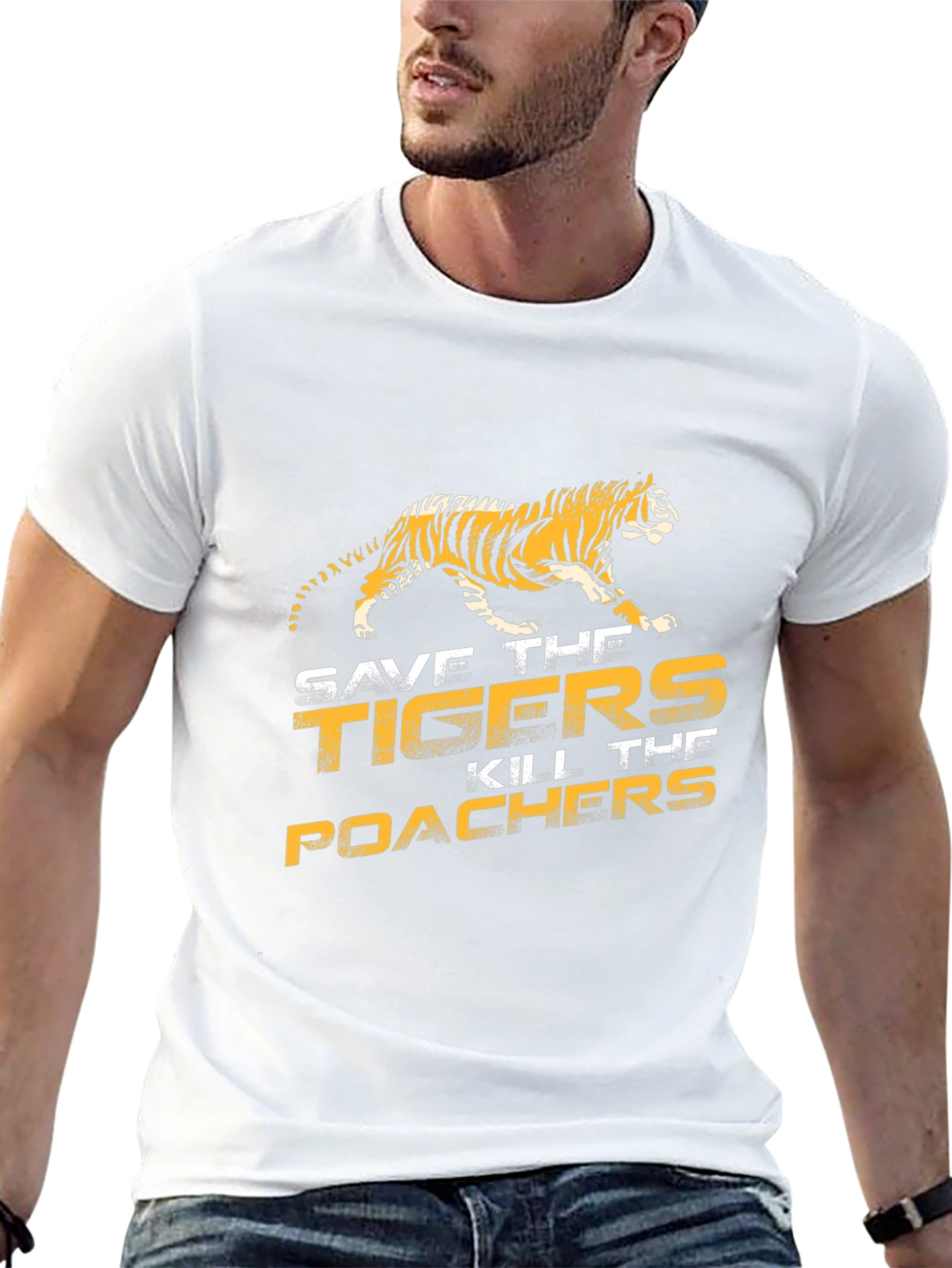 Save The Tigers Graphic Tee - Black Cotton T-Shirt