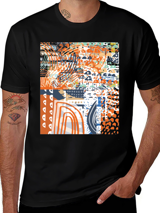 Abstract Art Graphic Print Black T-Shirt