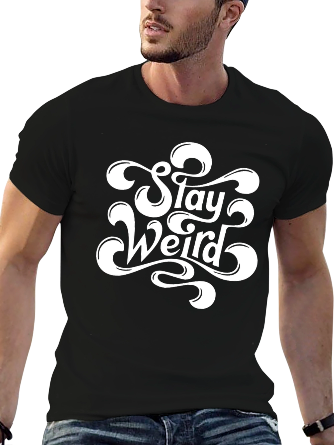 Stay Weird Black T-Shirt - Unique Graphic Tee
