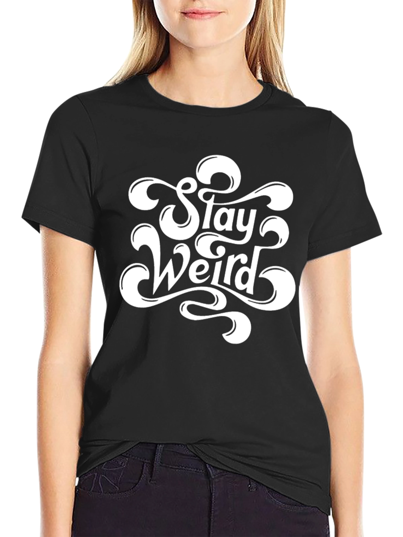 Stay Weird Black T-Shirt - Unique Graphic Tee