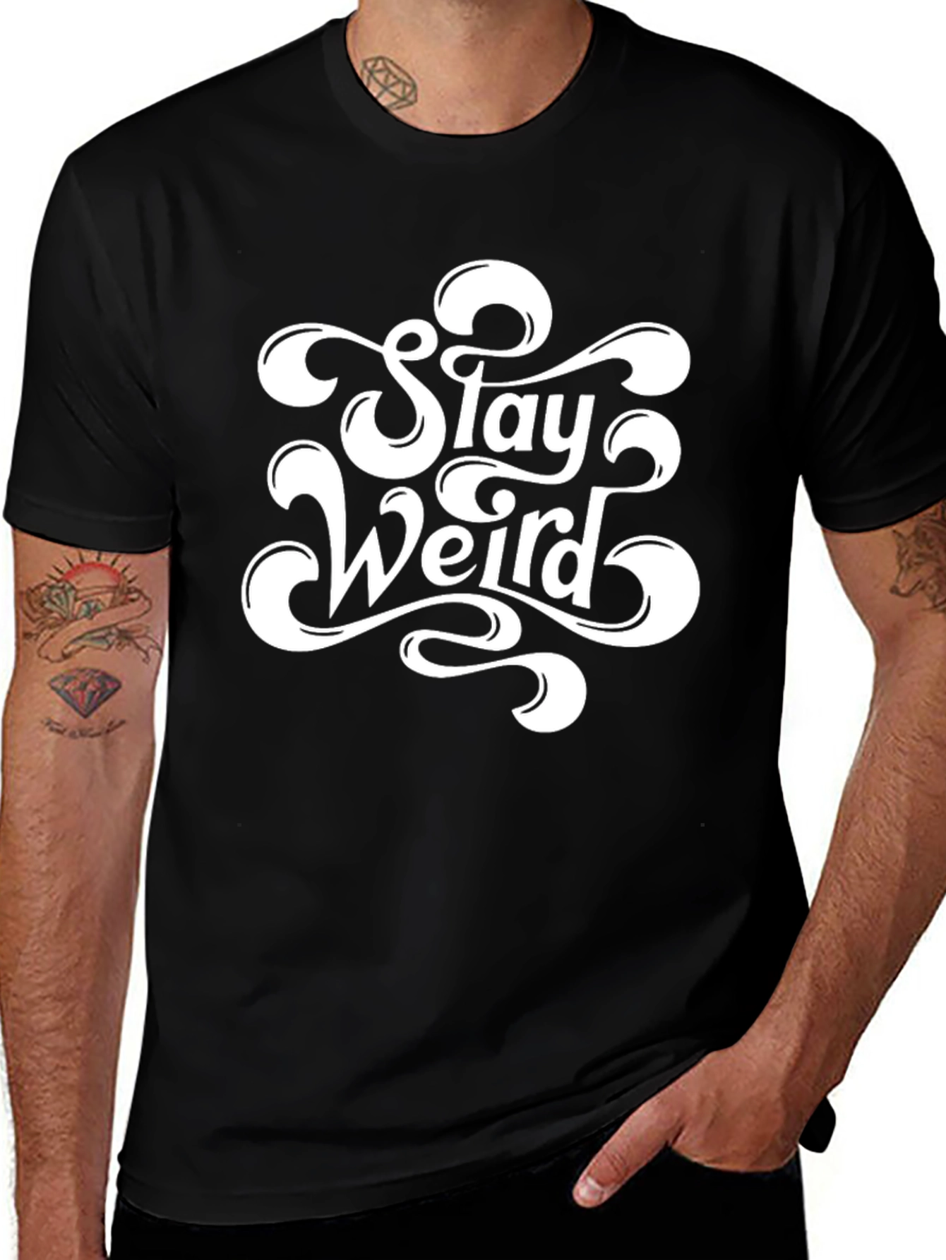 Stay Weird Black T-Shirt - Unique Graphic Tee