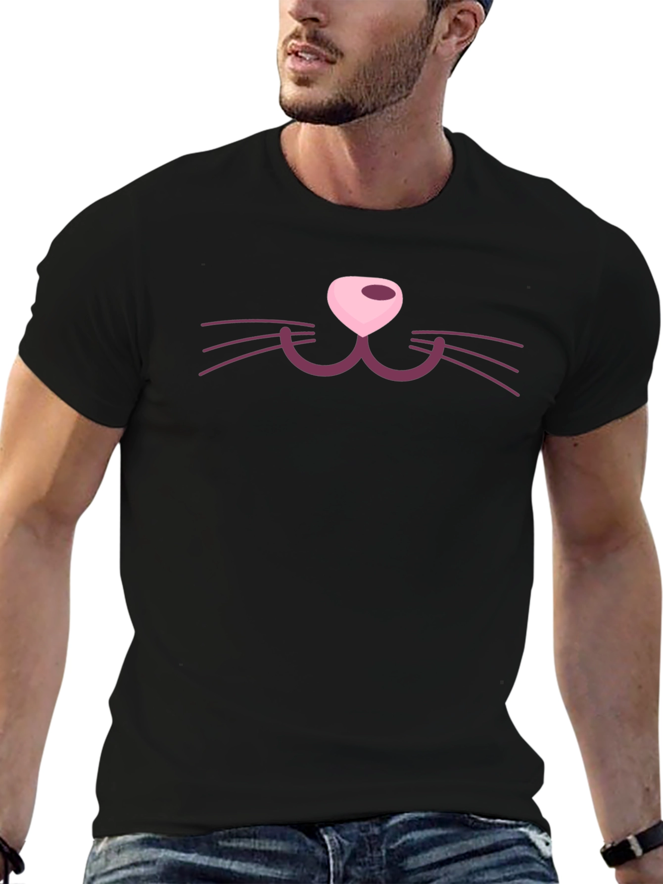 Cat Face Graphic Tee - Fun Novelty Shirt