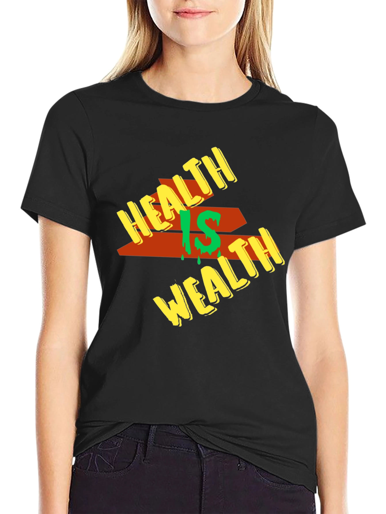 Health is Wealth Graphic Tee - Mens Black T-Shirt