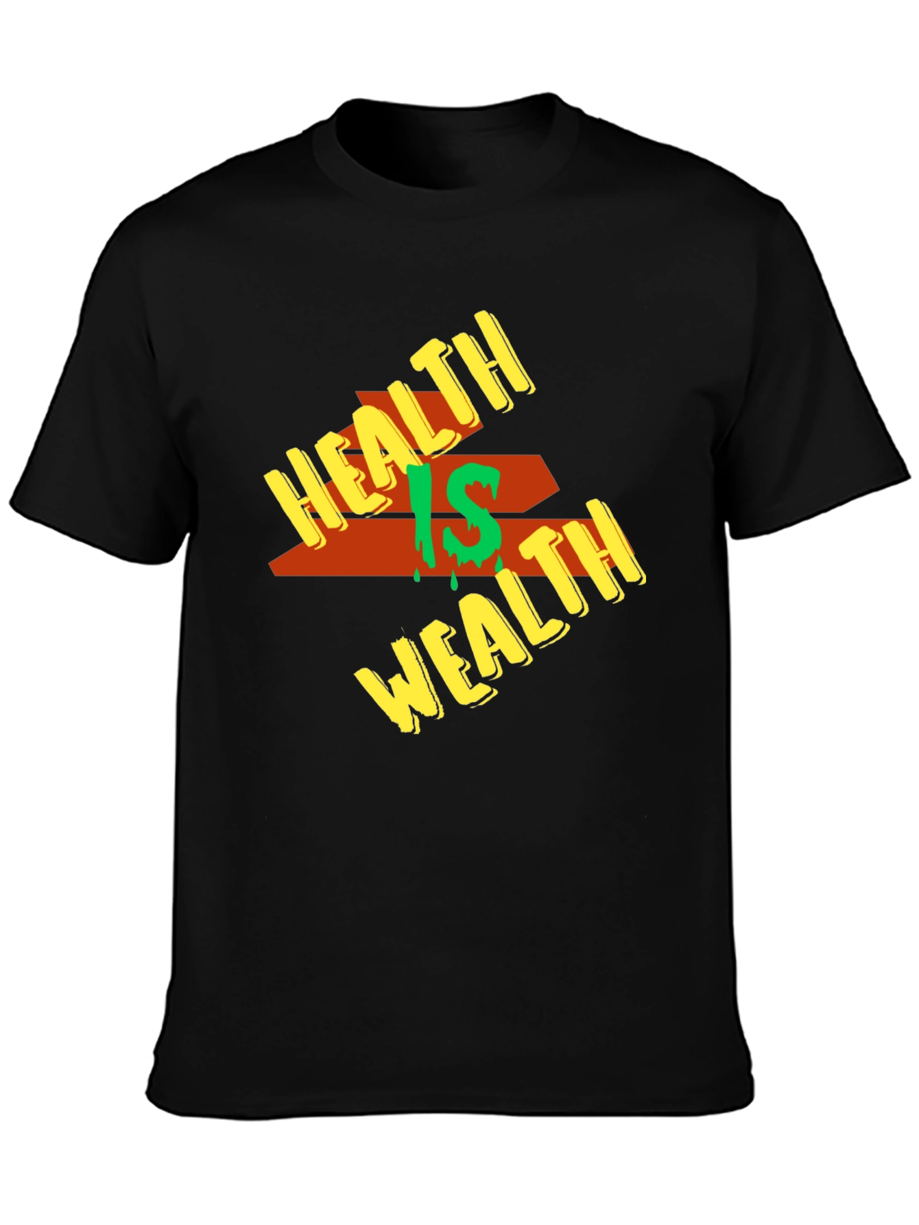 Health is Wealth Graphic Tee - Mens Black T-Shirt